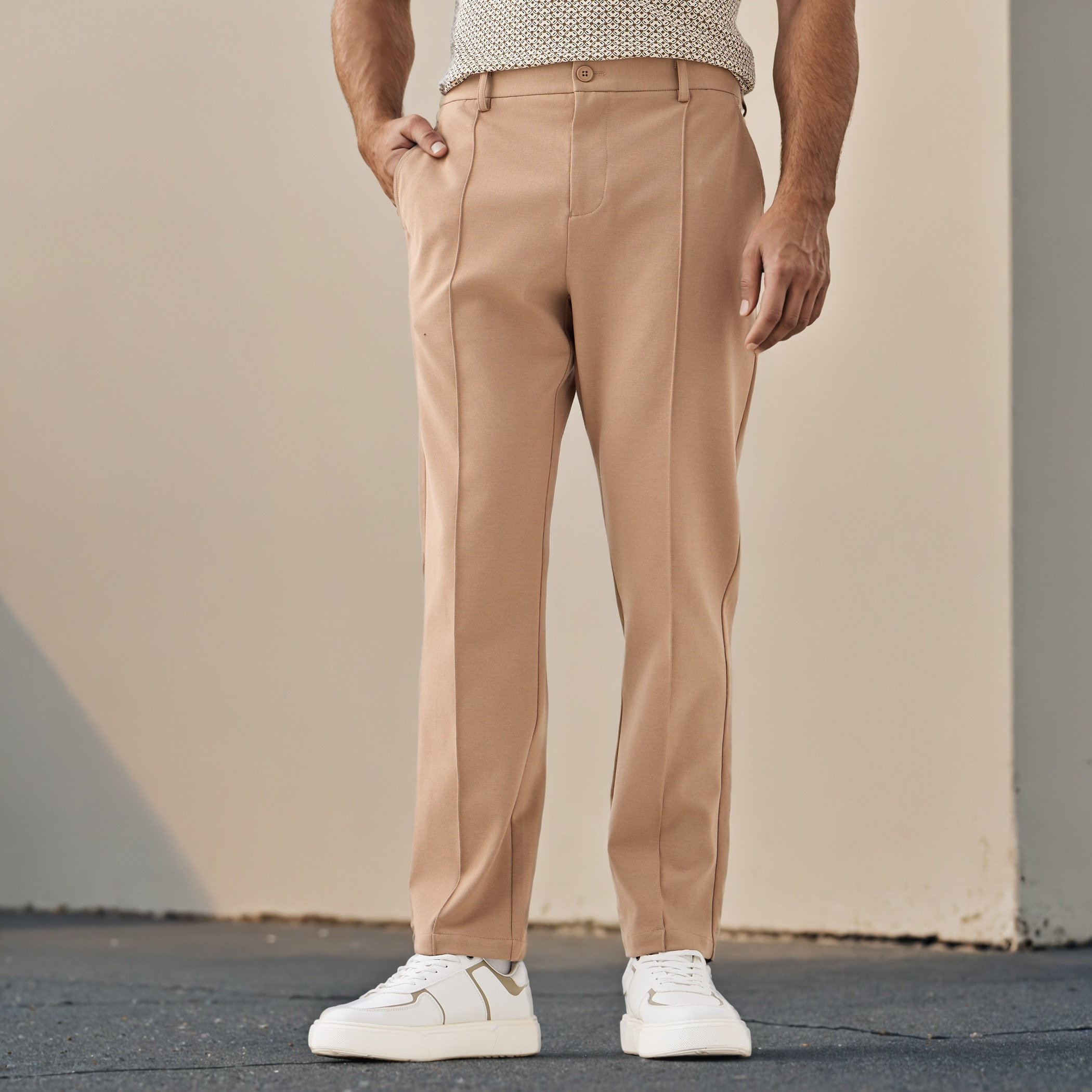 Regular Fit Pants with Flexi Waist and Pockets-men-clothing-bottoms-trousersandchinos-trousers-image-1