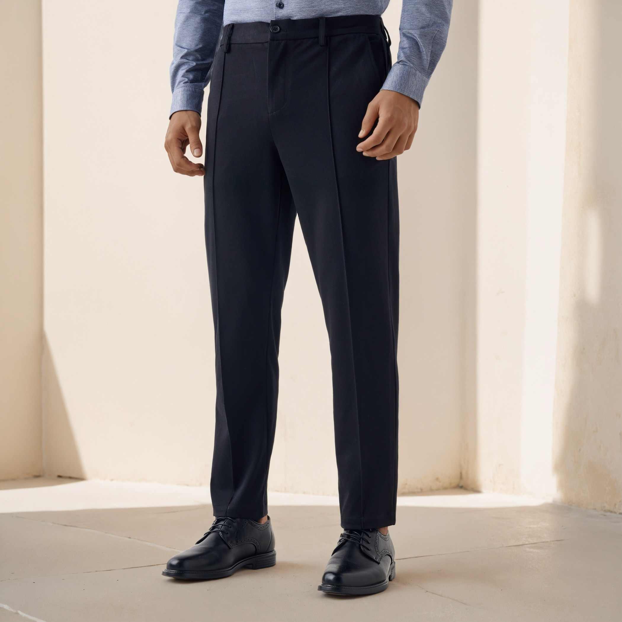 Regular Fit Pants with Flexi Waist and Pockets-men-clothing-bottoms-trousersandchinos-trousers-image-1