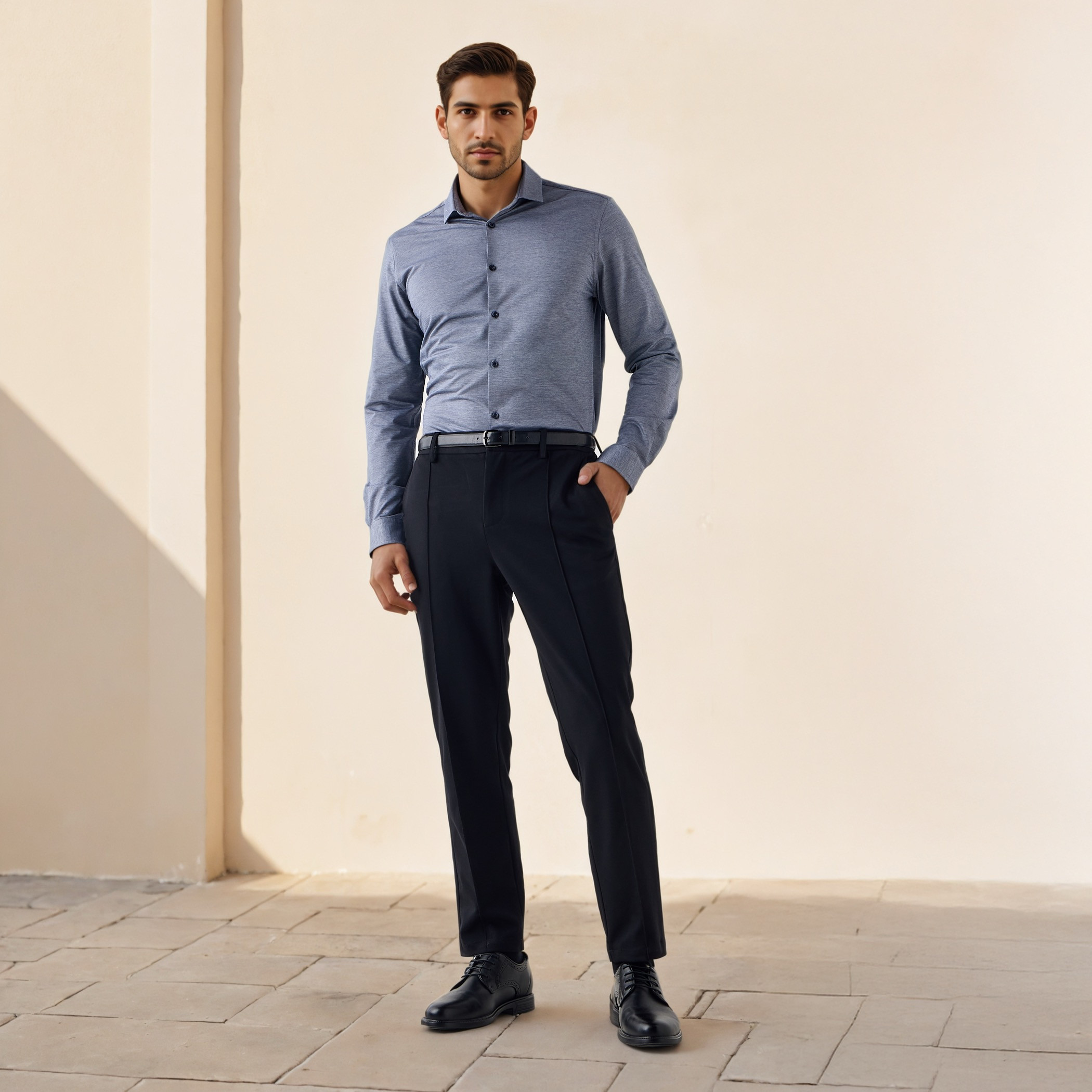 Regular Fit Pants with Flexi Waist and Pockets-men-clothing-bottoms-trousersandchinos-trousers-image-2