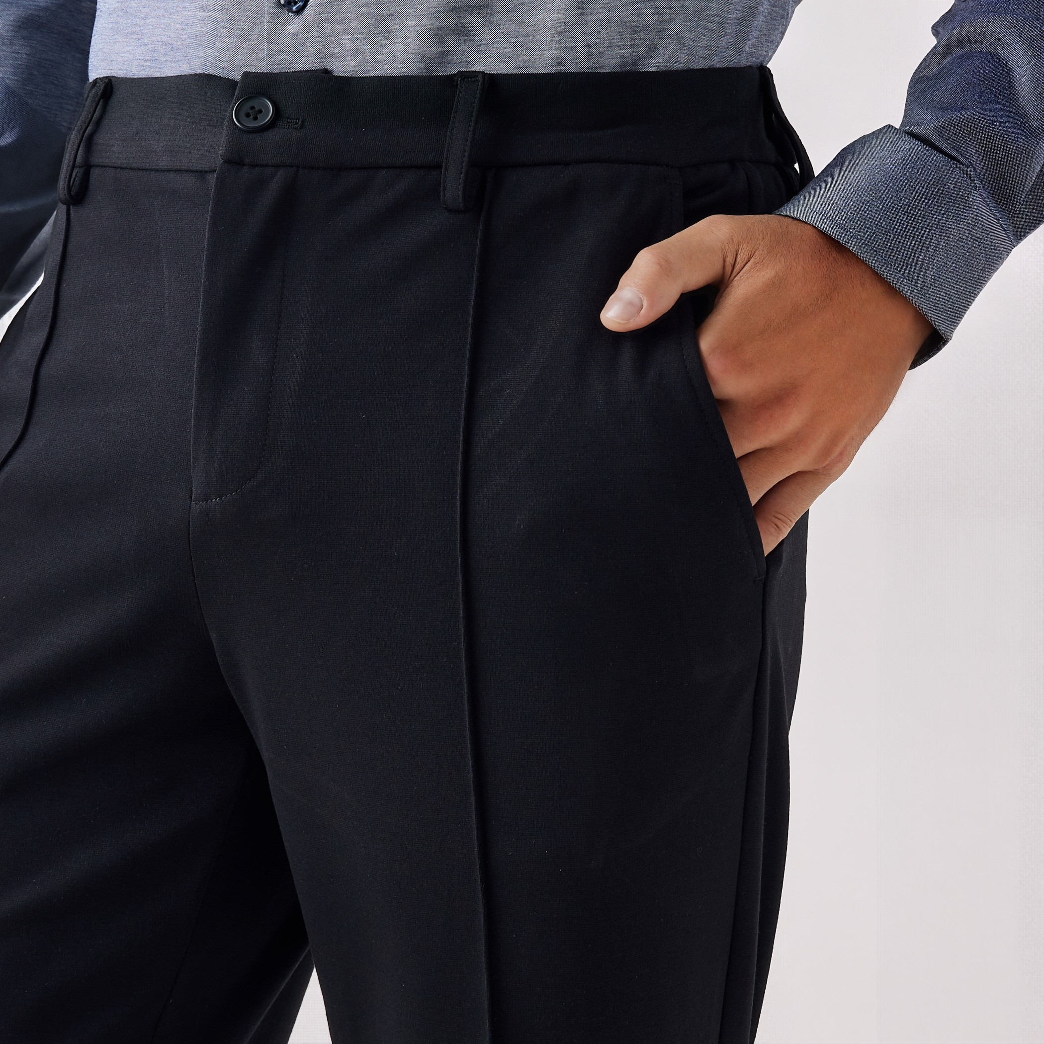 Regular Fit Pants with Flexi Waist and Pockets-men-clothing-bottoms-trousersandchinos-trousers-image-4