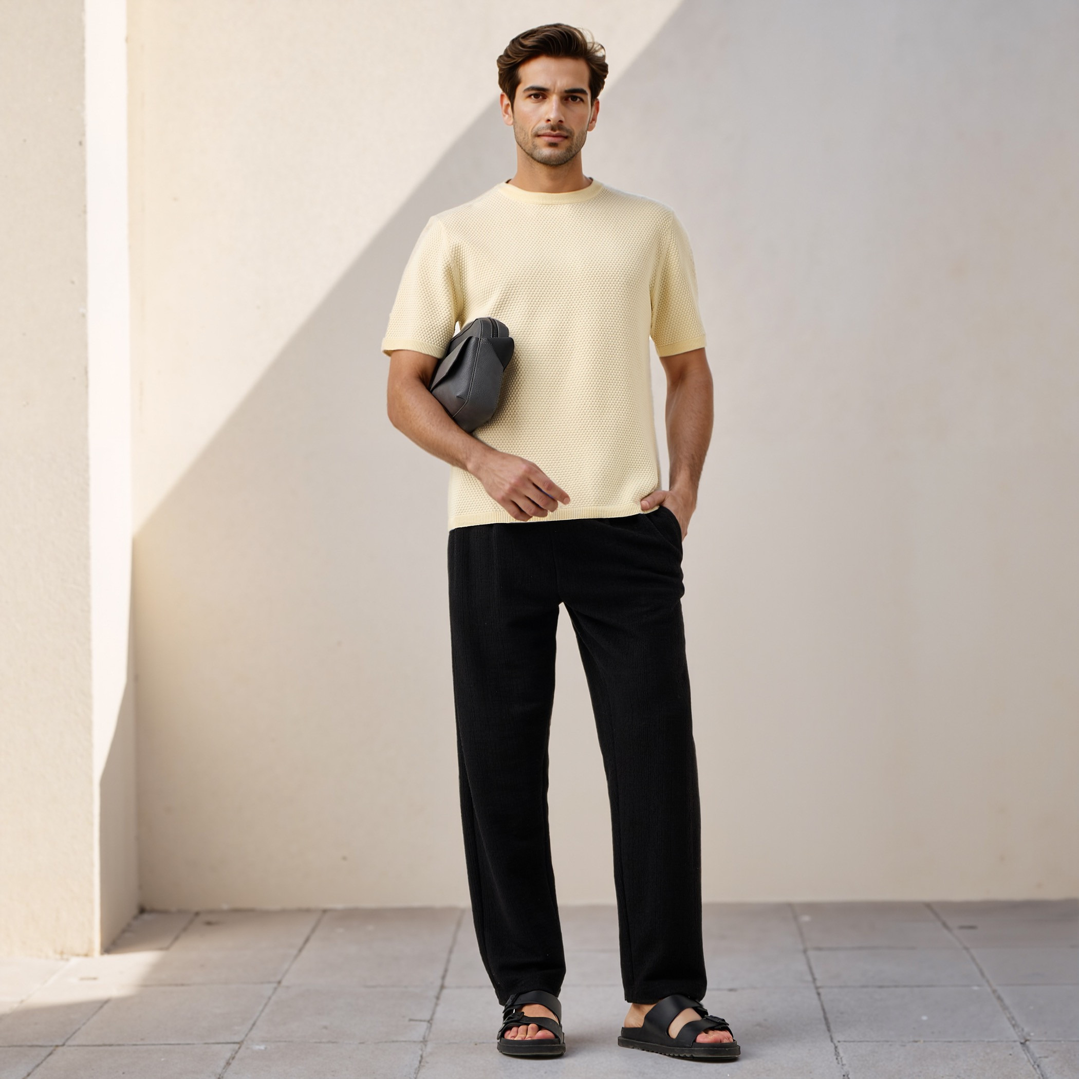 تيشيرت بارز الملمس بياقة ضيقة-men-clothing-tshirtsandpolos-tshirts-image-2