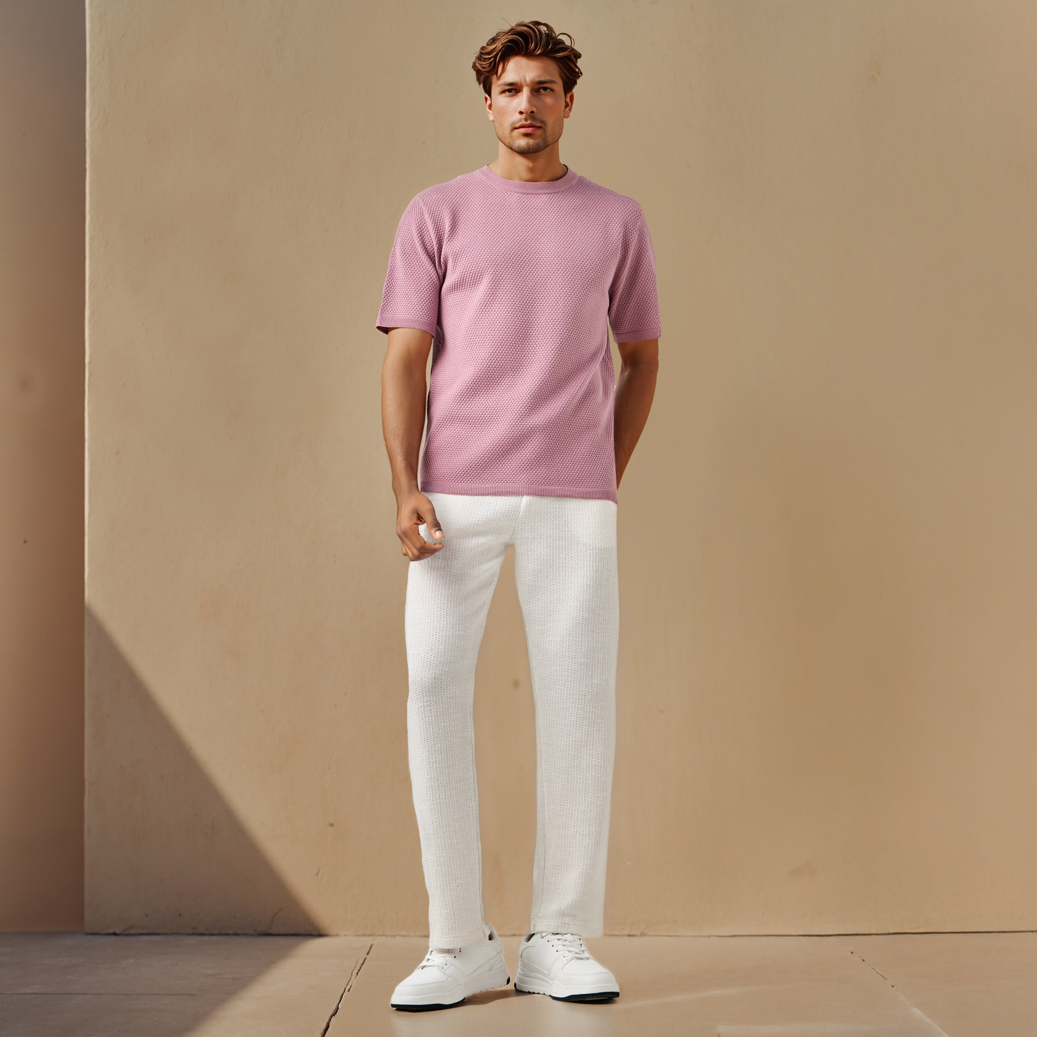 تيشيرت بارز الملمس بياقة ضيقة-men-clothing-tshirtsandpolos-tshirts-image-2