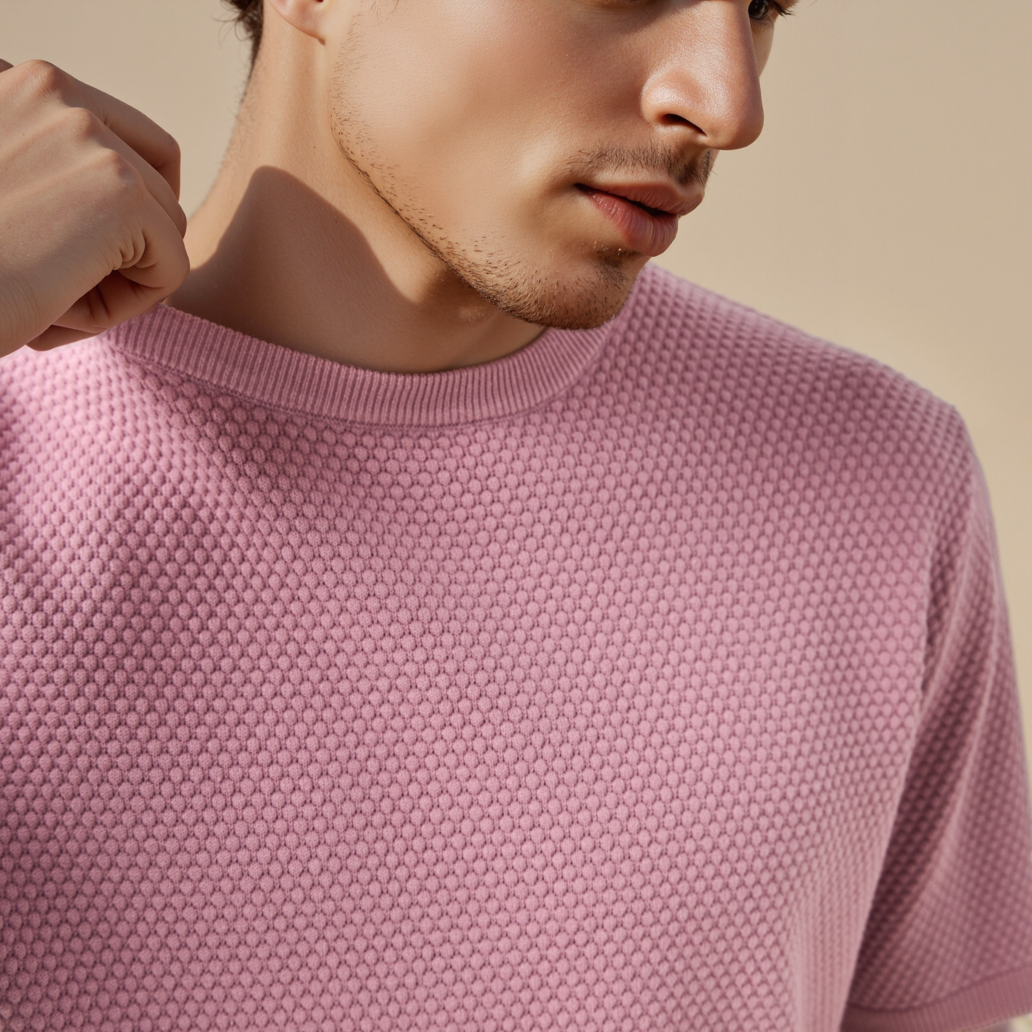 تيشيرت بارز الملمس بياقة ضيقة-men-clothing-tshirtsandpolos-tshirts-image-4
