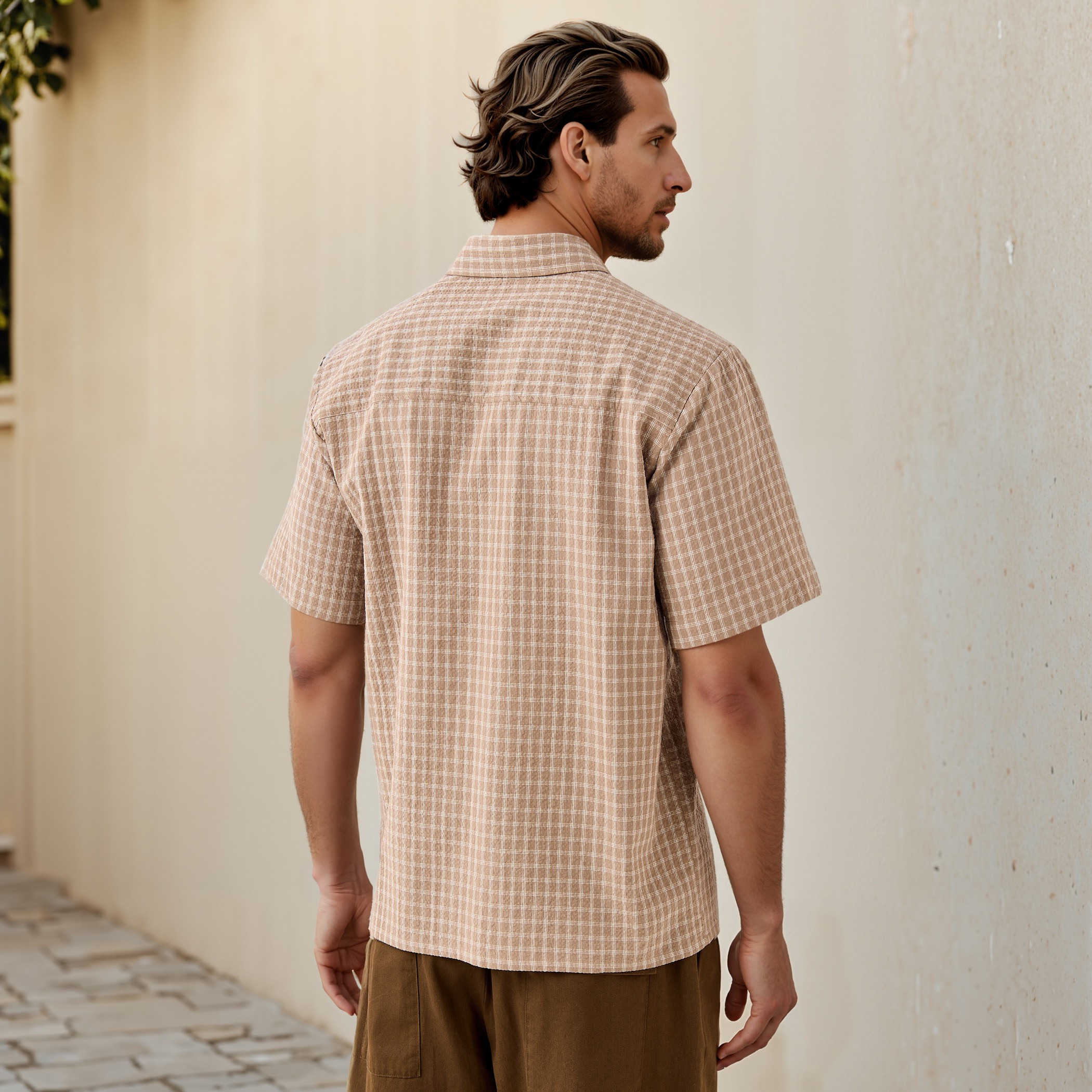 Regular Fit Seersucker Checked Shirt-men-clothing-shirts-image-3