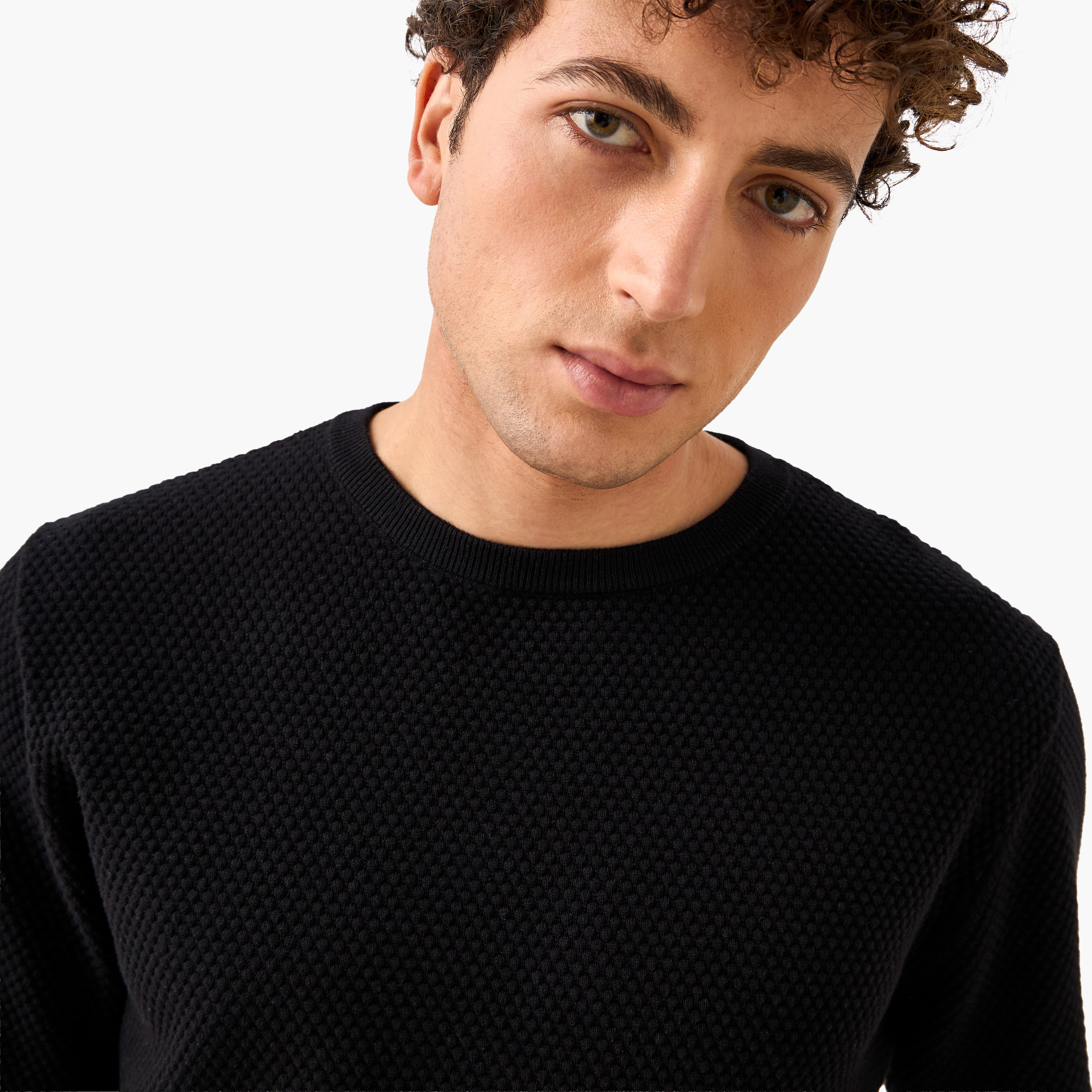 تيشيرت بارز الملمس بياقة ضيقة-men-clothing-tshirtsandpolos-tshirts-image-9