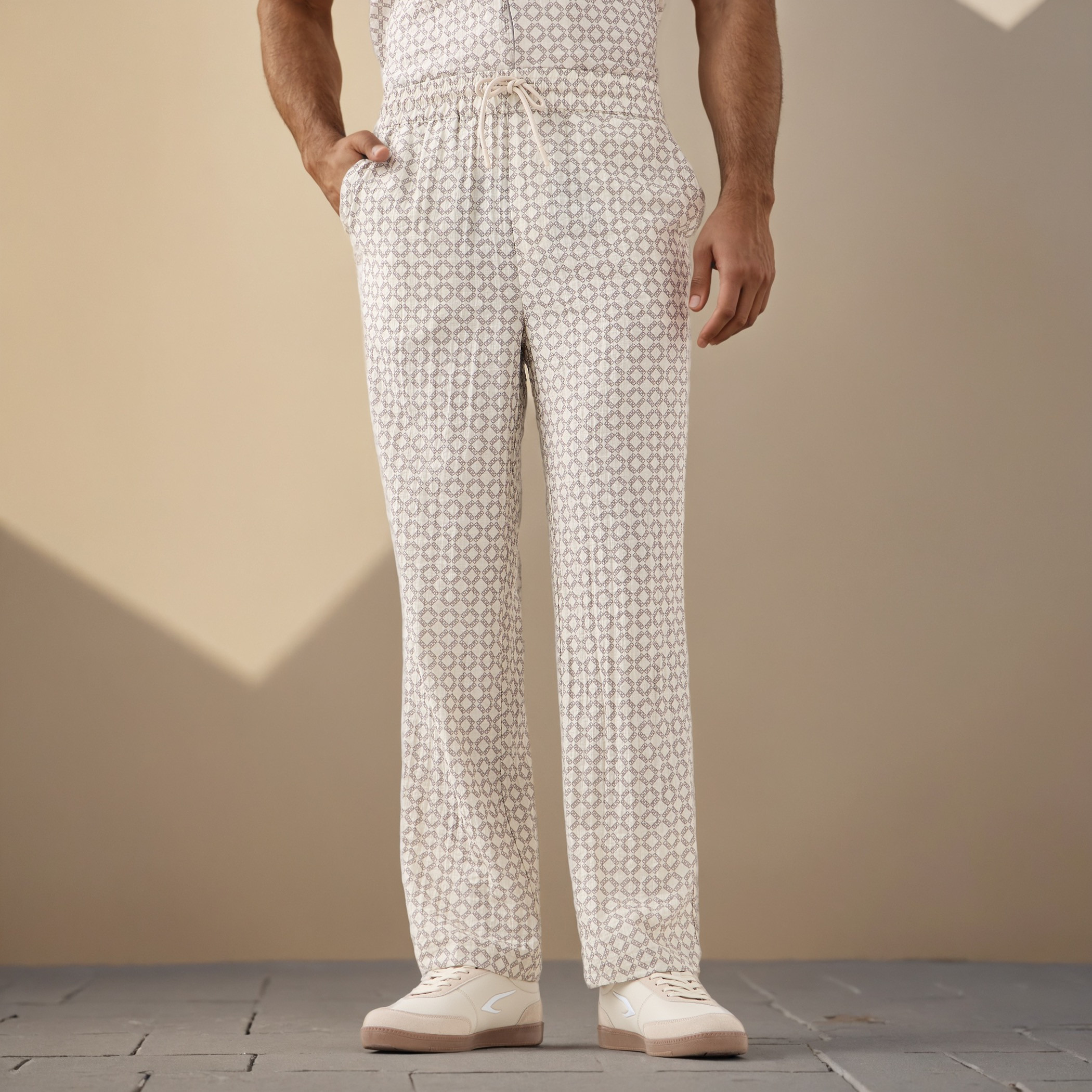 Emperor Regular Fit Linen Blend Pants with Flexi Waist and Pockets-men-clothing-bottoms-trousersandchinos-trousers-image-1