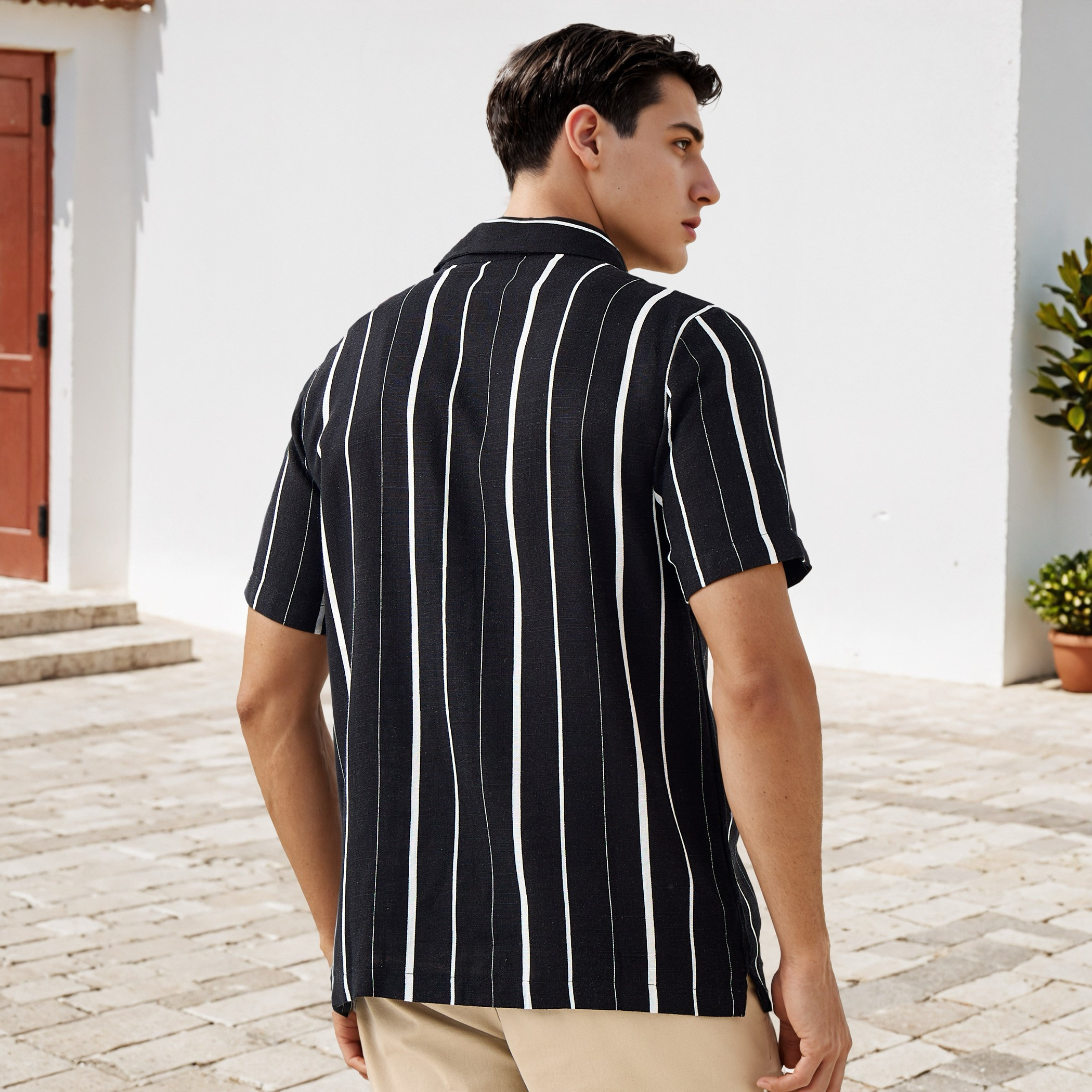 Regular Fit Striped Linen Blend Shirt-men-clothing-shirts-image-3