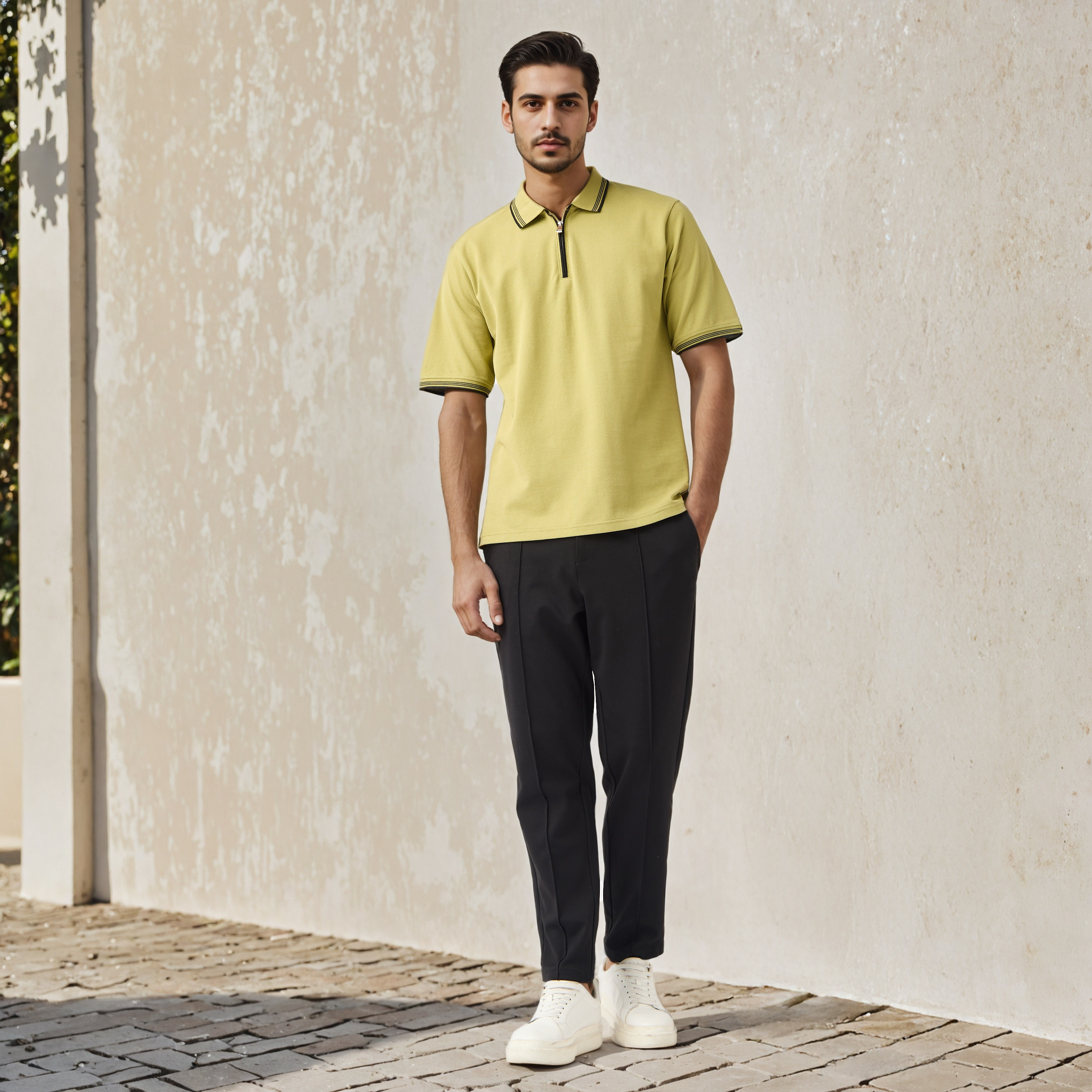 Textured Half Zip Polo T-shirt-men-clothing-tshirtsandpolos-polos-image-2