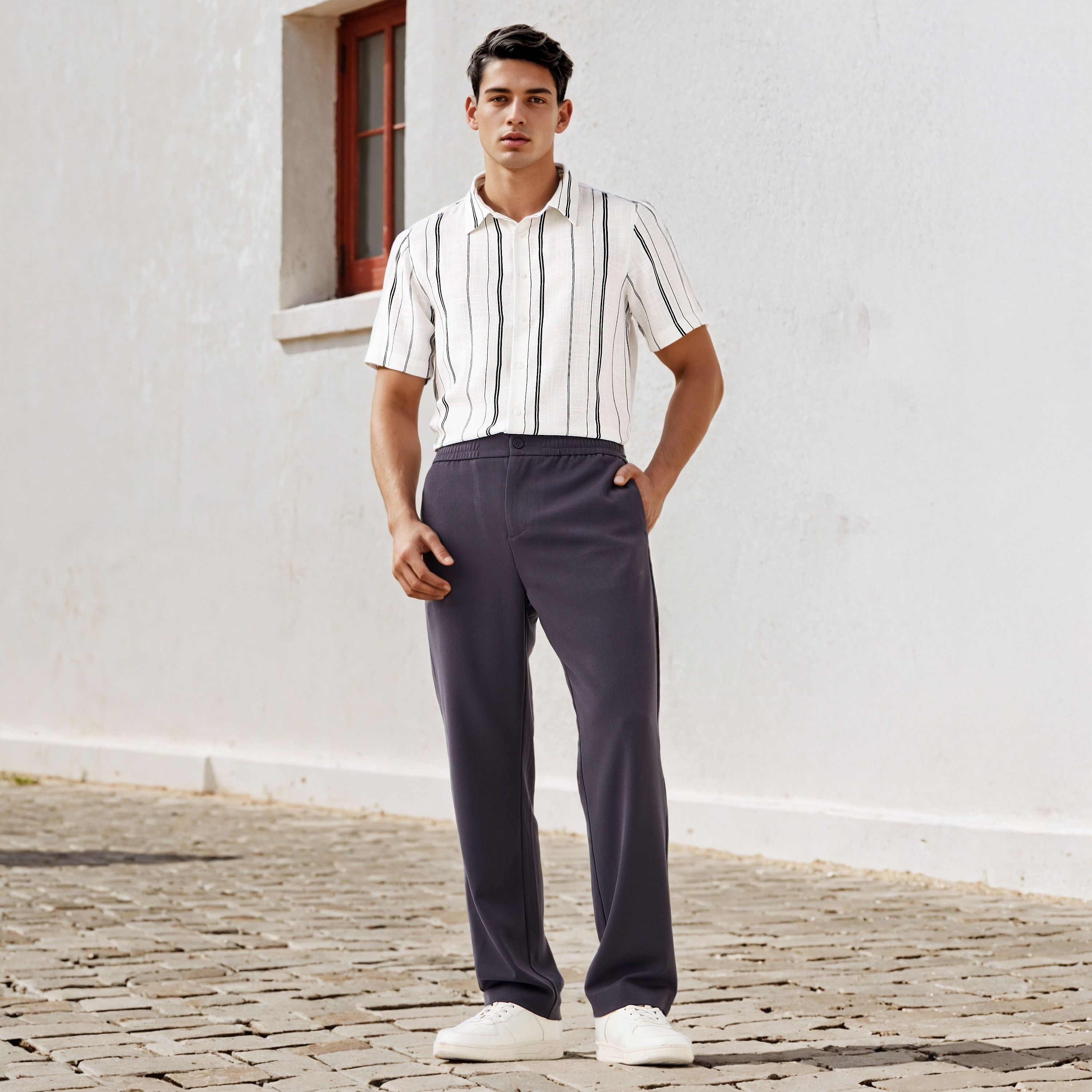Regular Fit Trousers with Pockets-men-clothing-bottoms-trousersandchinos-trousers-image-2