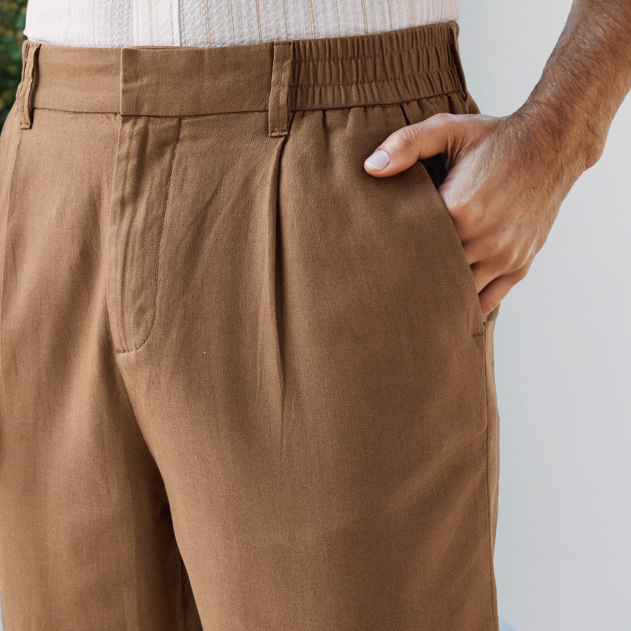 Relaxed Fit Pleated Linen Flexi Waist Trousers-men-clothing-bottoms-trousersandchinos-trousers-image-4
