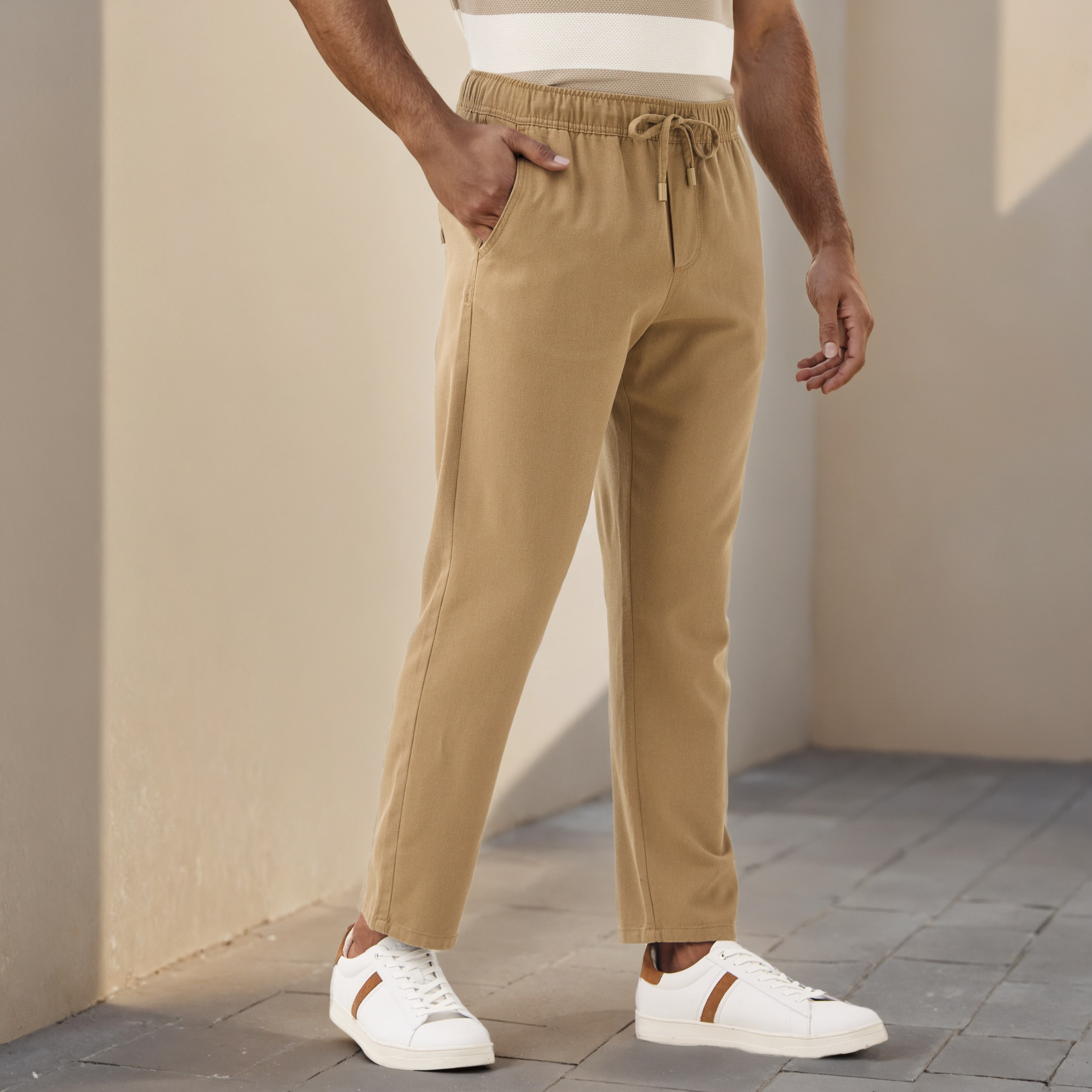 Regular Fit Flexi Waist Trousers-men-clothing-bottoms-trousersandchinos-trousers-image-1