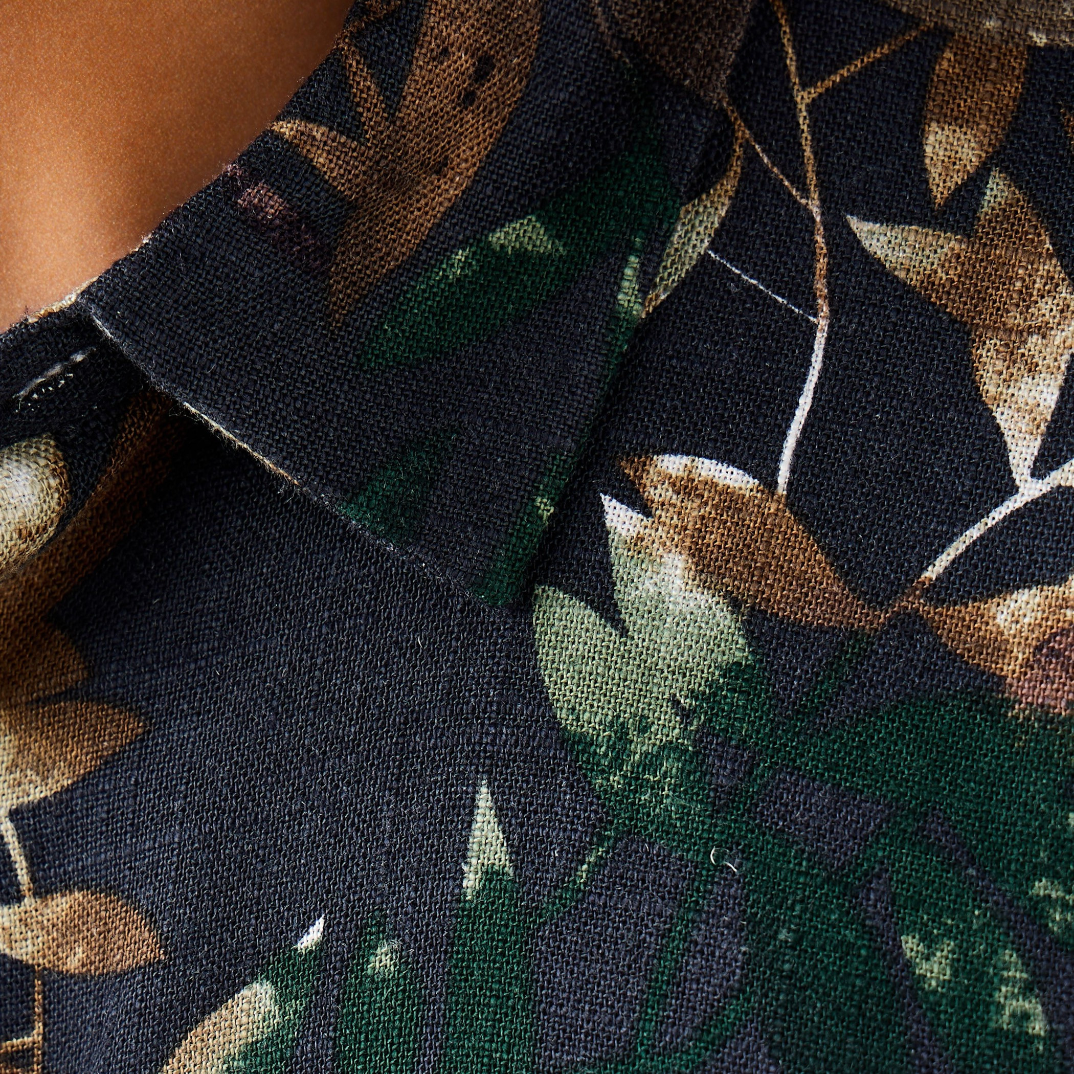 All-Over Botanical Print Regular Fit Linen Blend Shirt-men-clothing-shirts-image-5