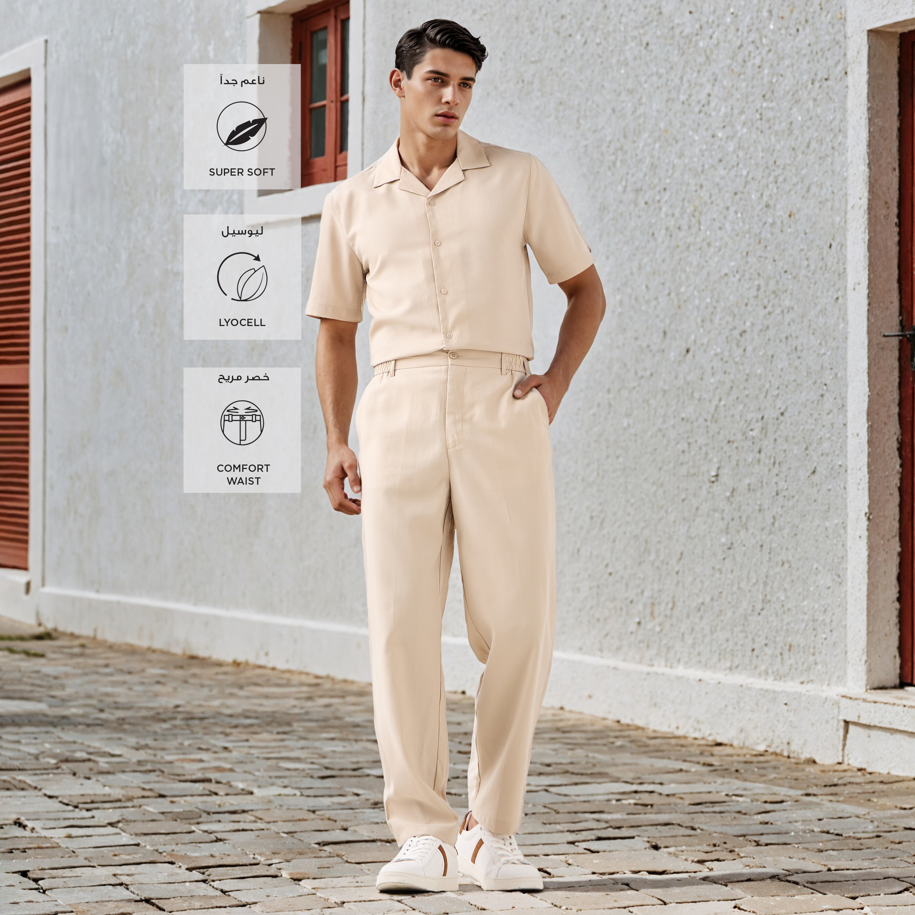 Regular Fit  Flexi Waist Trousers-men-clothing-bottoms-trousersandchinos-trousers-image-2