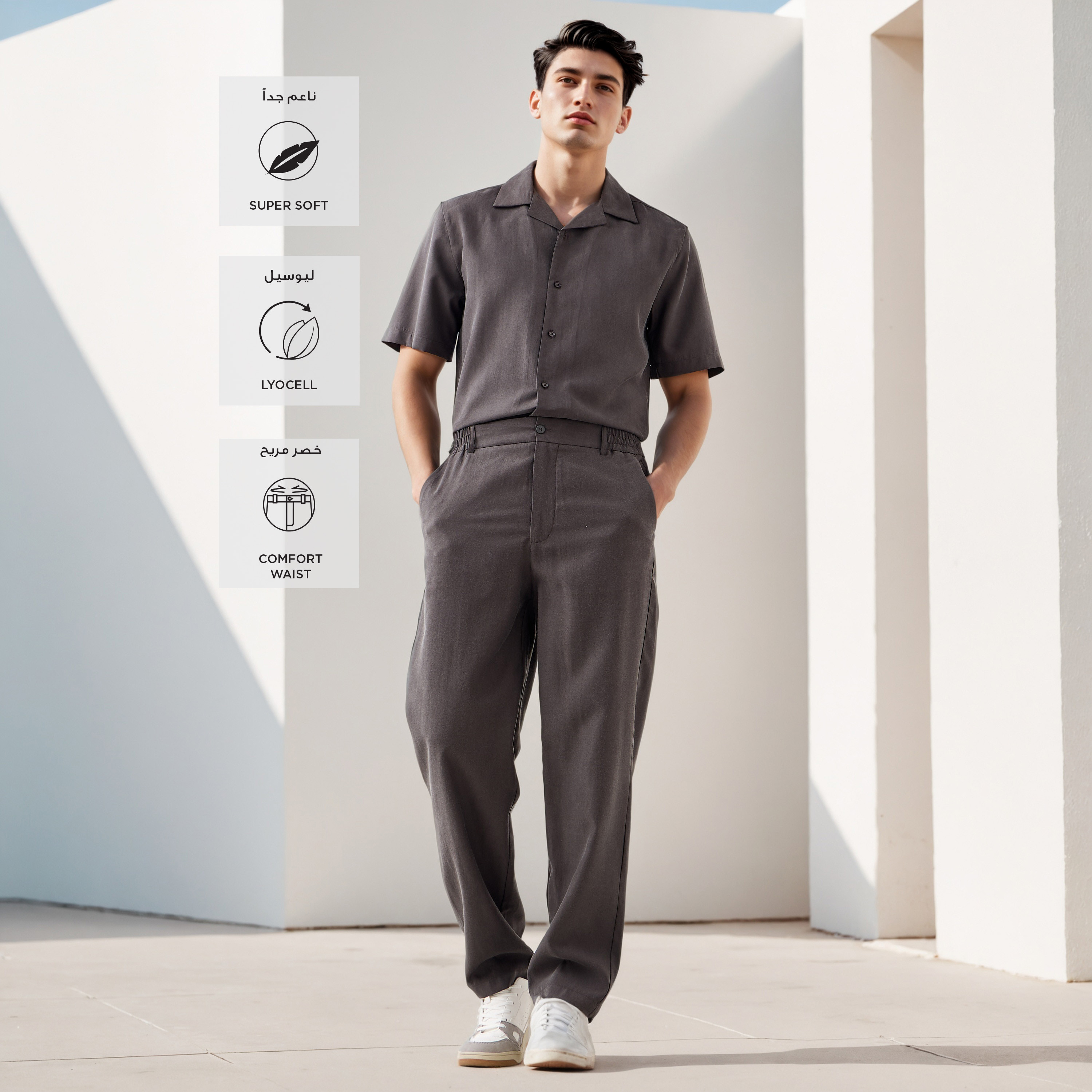 Regular Fit  Flexi Waist Trousers-men-clothing-bottoms-trousersandchinos-trousers-image-2