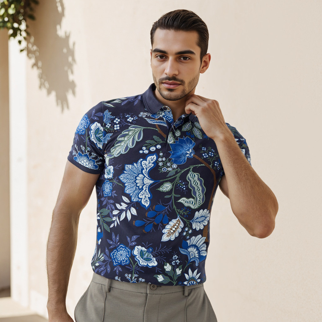 Floral Print Polo T-shirt-men-clothing-tshirtsandpolos-polos-image-1