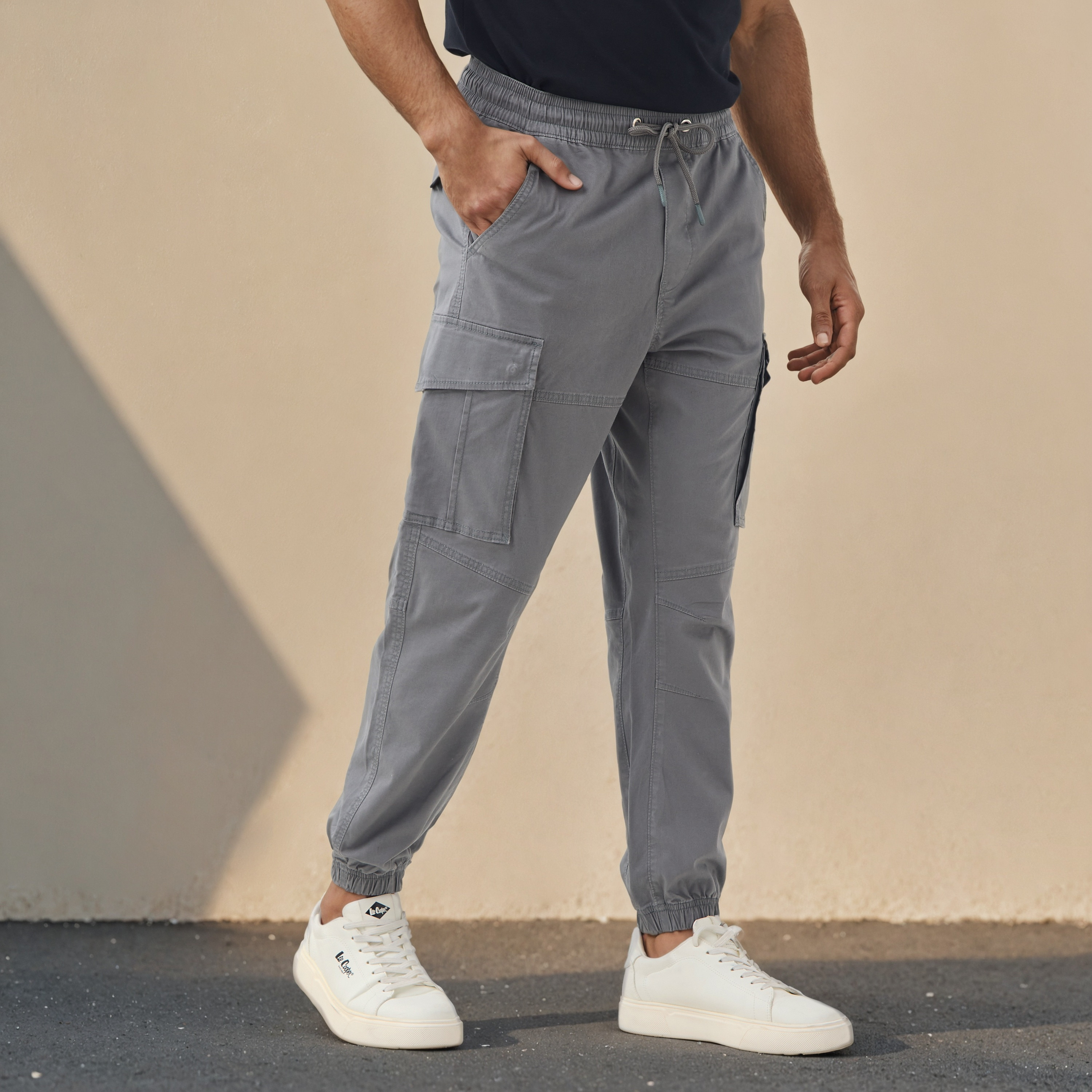 Baggy Cargo Joggers with Flexi Waist and Pockets-men-clothing-bottoms-joggers-image-1