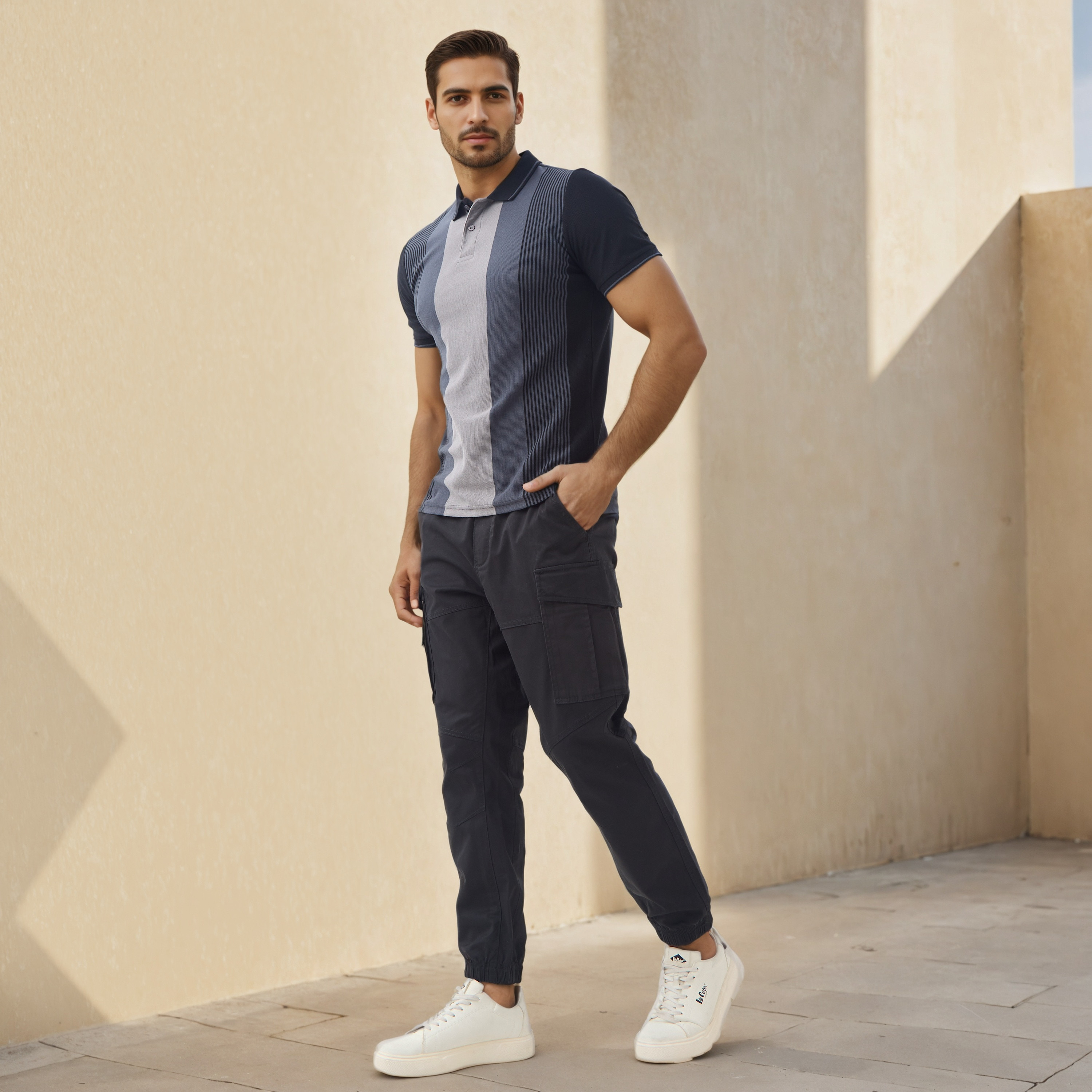 بنطلون رياضي كارجو باجي بجيوب وخصر مطاطي-men-clothing-bottoms-joggers-image-2