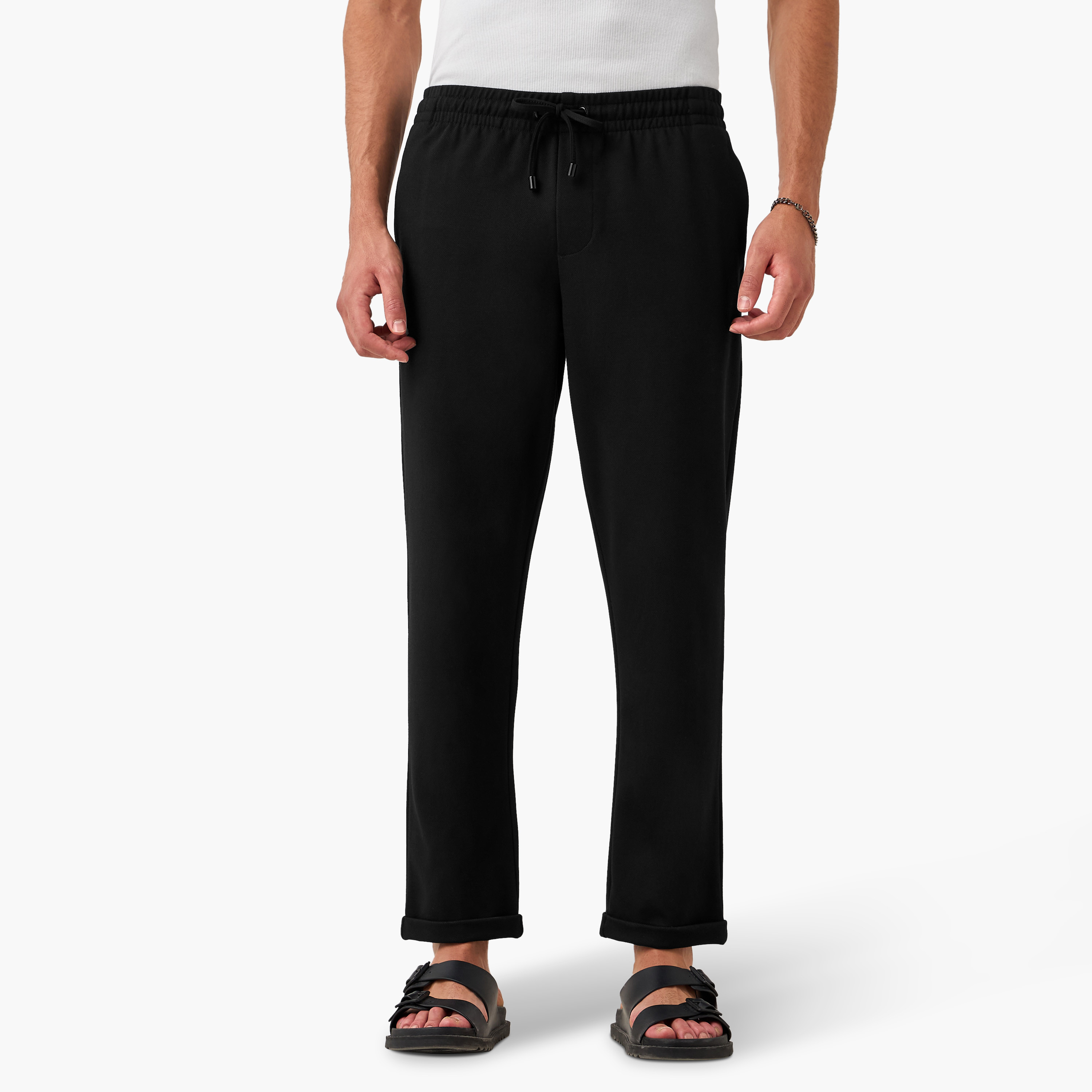 Slim Fit Pique Pull-On Flexi Waist Pants-men-clothing-bottoms-trousersandchinos-trousers-image-1