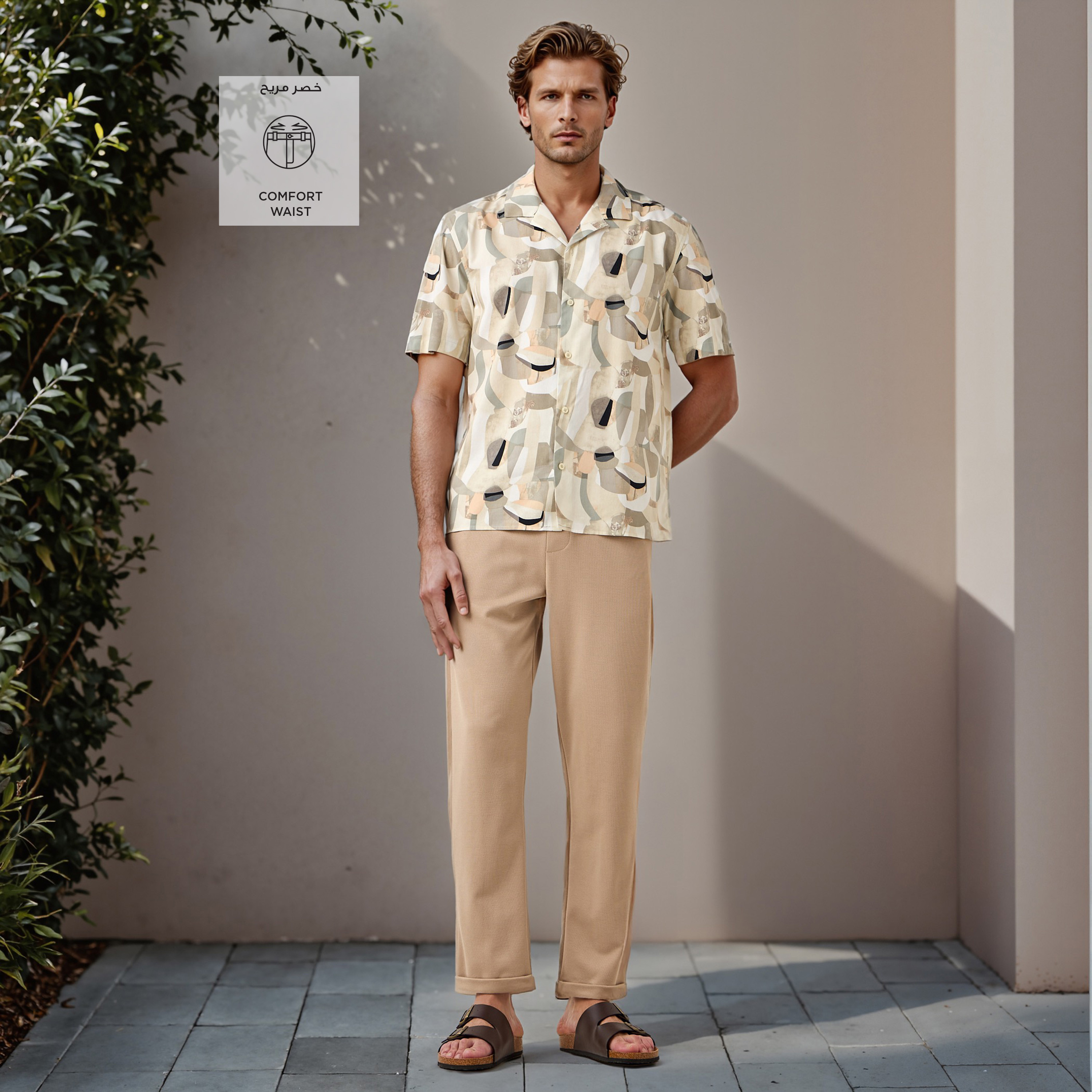 Slim Fit Pique Pull-On Flexi Waist Pants-men-clothing-bottoms-trousersandchinos-trousers-image-2