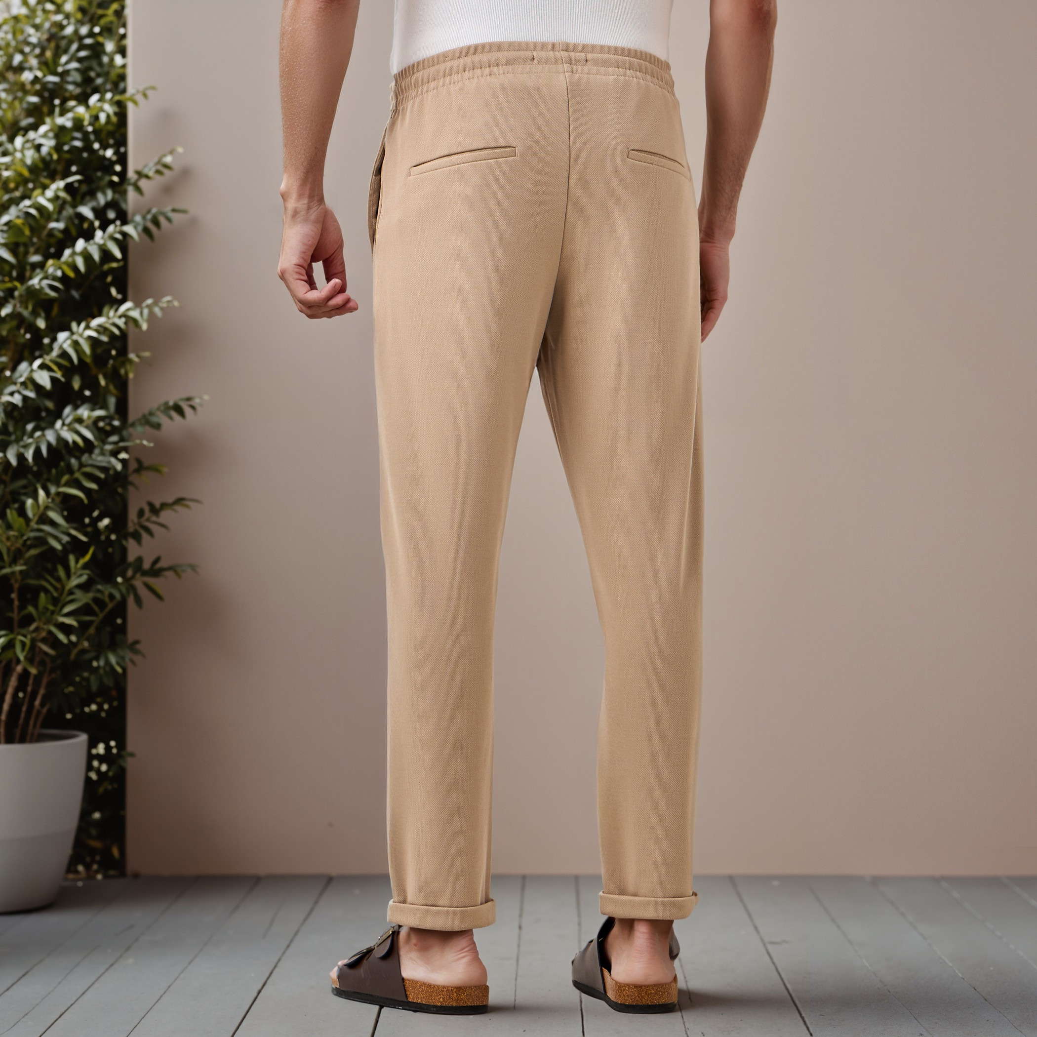 Slim Fit Pique Pull-On Flexi Waist Pants-men-clothing-bottoms-trousersandchinos-trousers-image-3