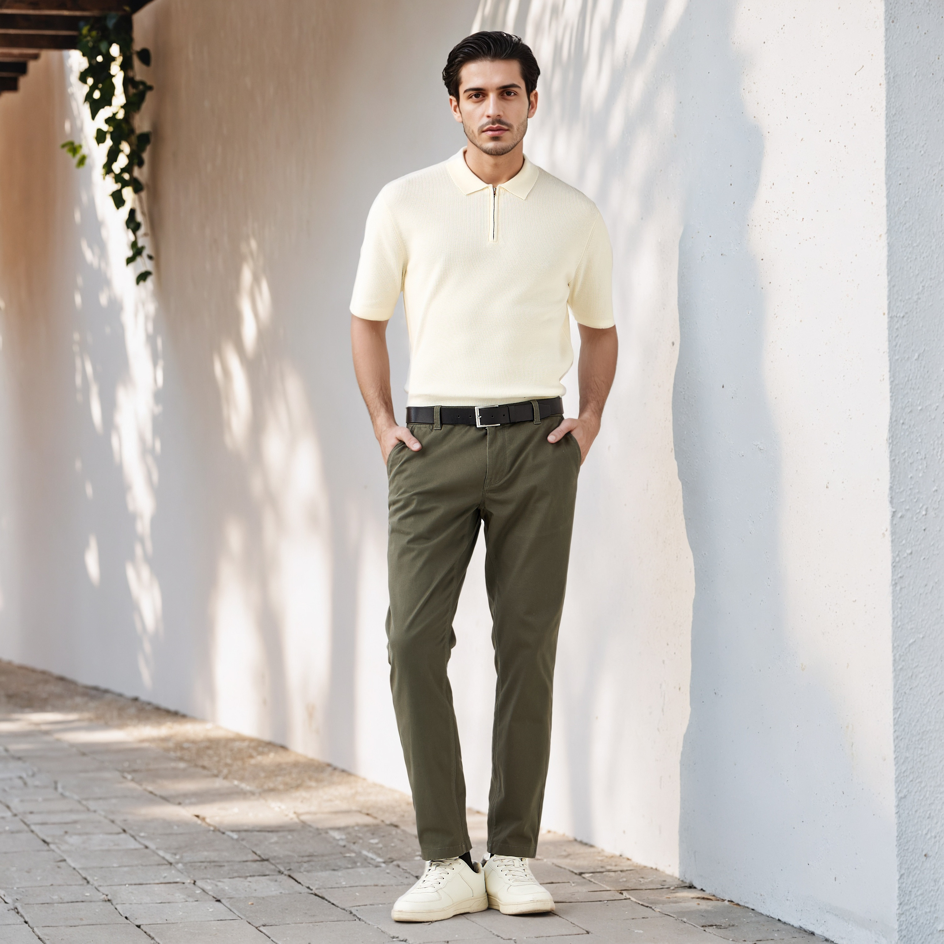 Textured Half Zip Polo T-shirt-men-clothing-sweatersandpullovers-image-2