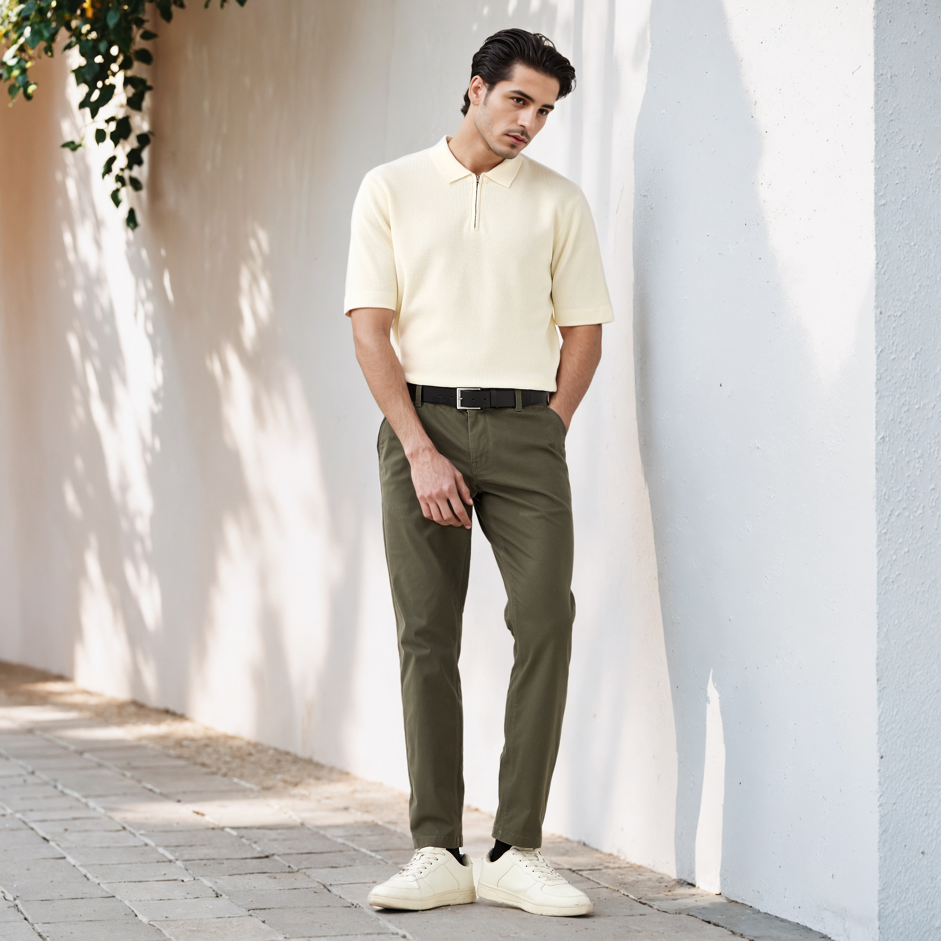 Textured Half Zip Polo T-shirt-men-clothing-sweatersandpullovers-image-3