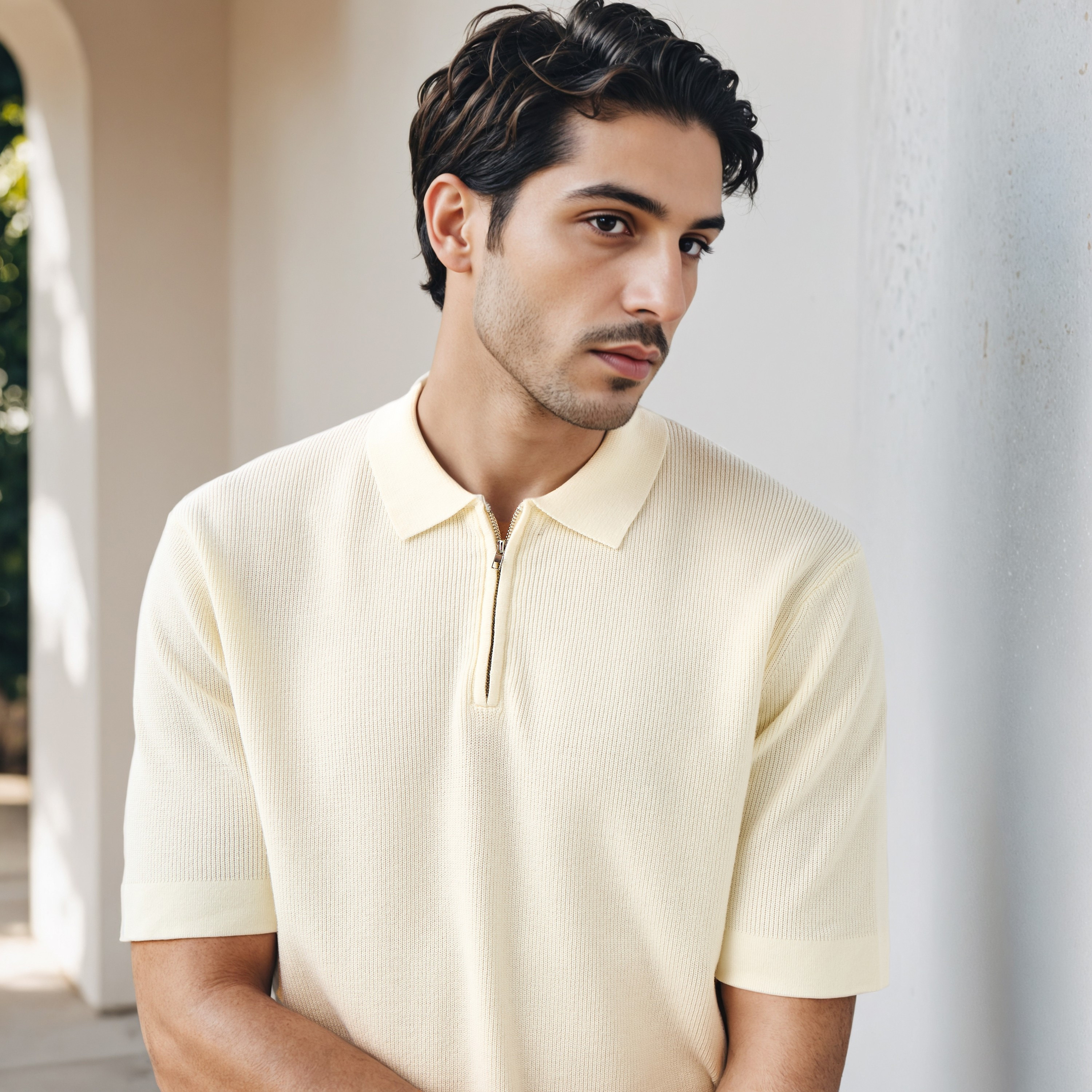 Textured Half Zip Polo T-shirt-men-clothing-sweatersandpullovers-image-5
