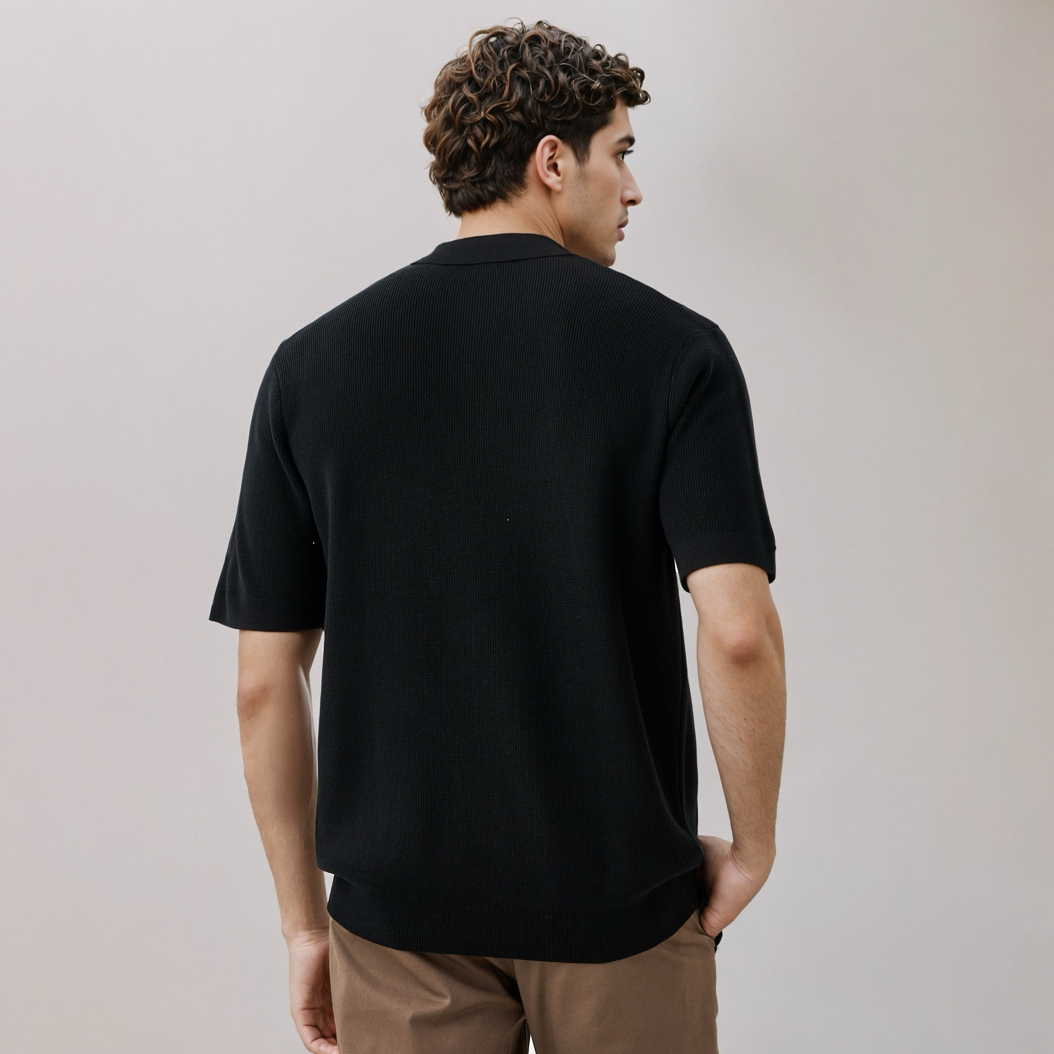 Textured Half Zip Polo T-shirt-men-clothing-sweatersandpullovers-image-3
