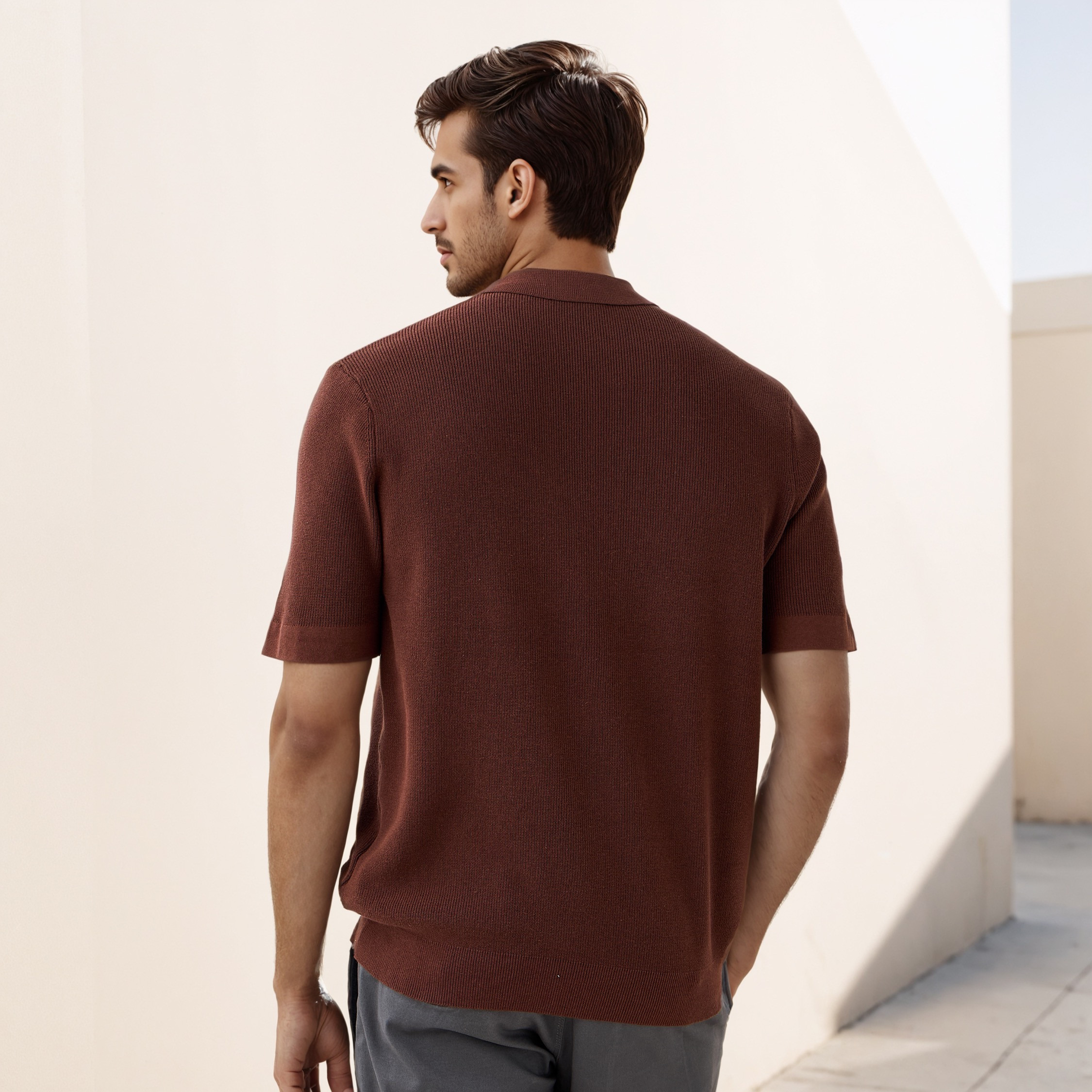 Textured Half Zip Polo T-shirt-men-clothing-sweatersandpullovers-image-3