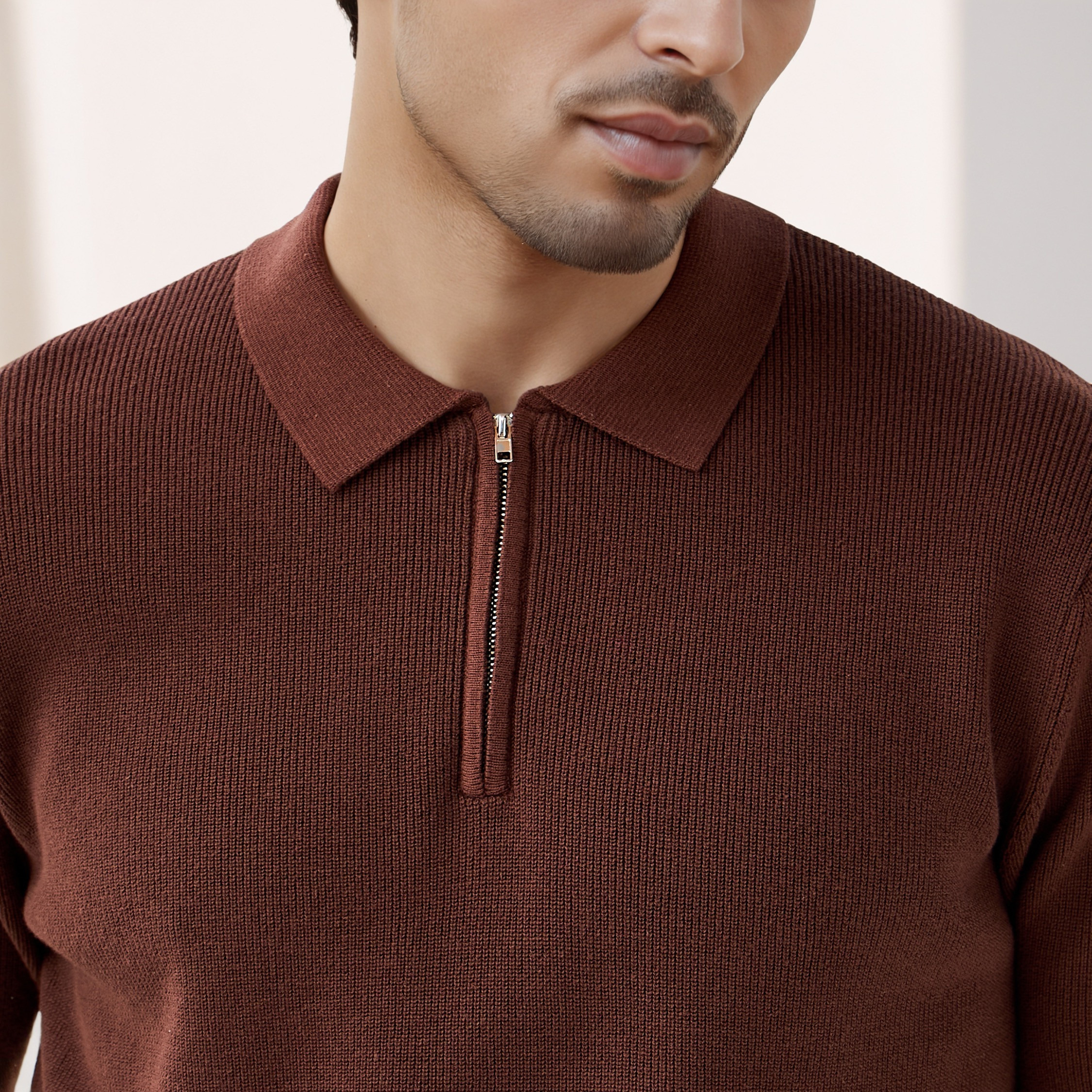 Textured Half Zip Polo T-shirt-men-clothing-sweatersandpullovers-image-18