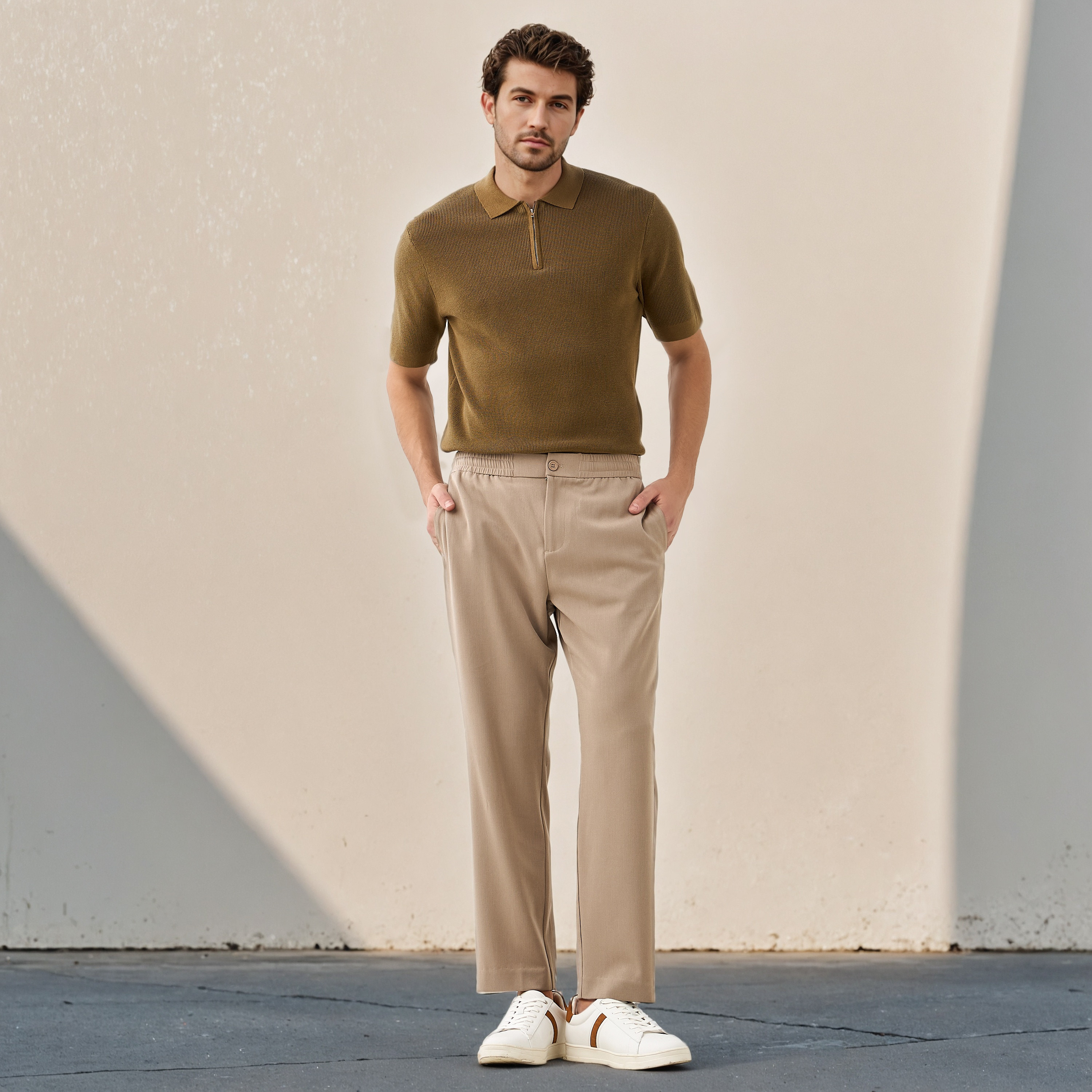 Textured Half Zip Polo T-shirt-men-clothing-sweatersandpullovers-image-2