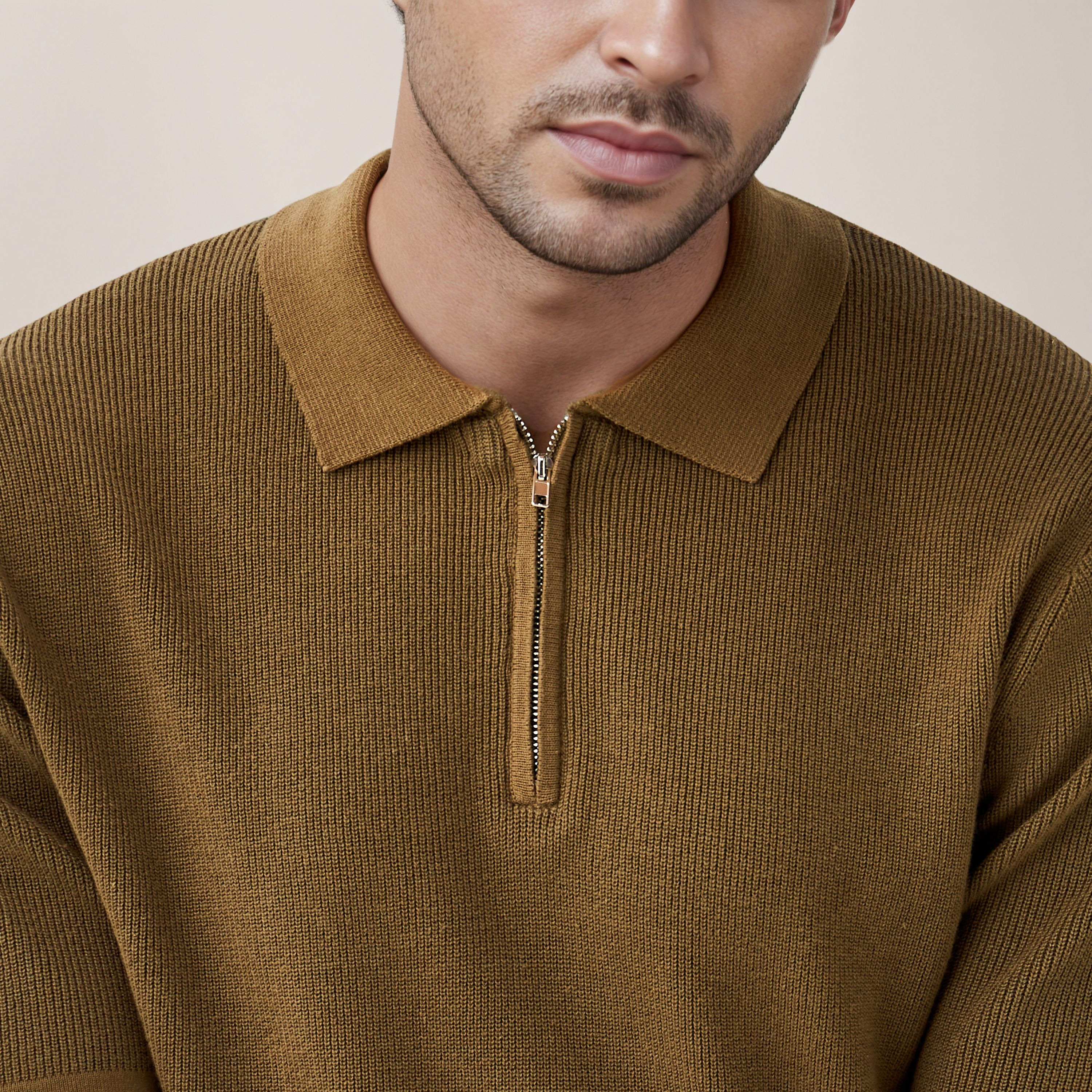 Textured Half Zip Polo T-shirt-men-clothing-sweatersandpullovers-image-5