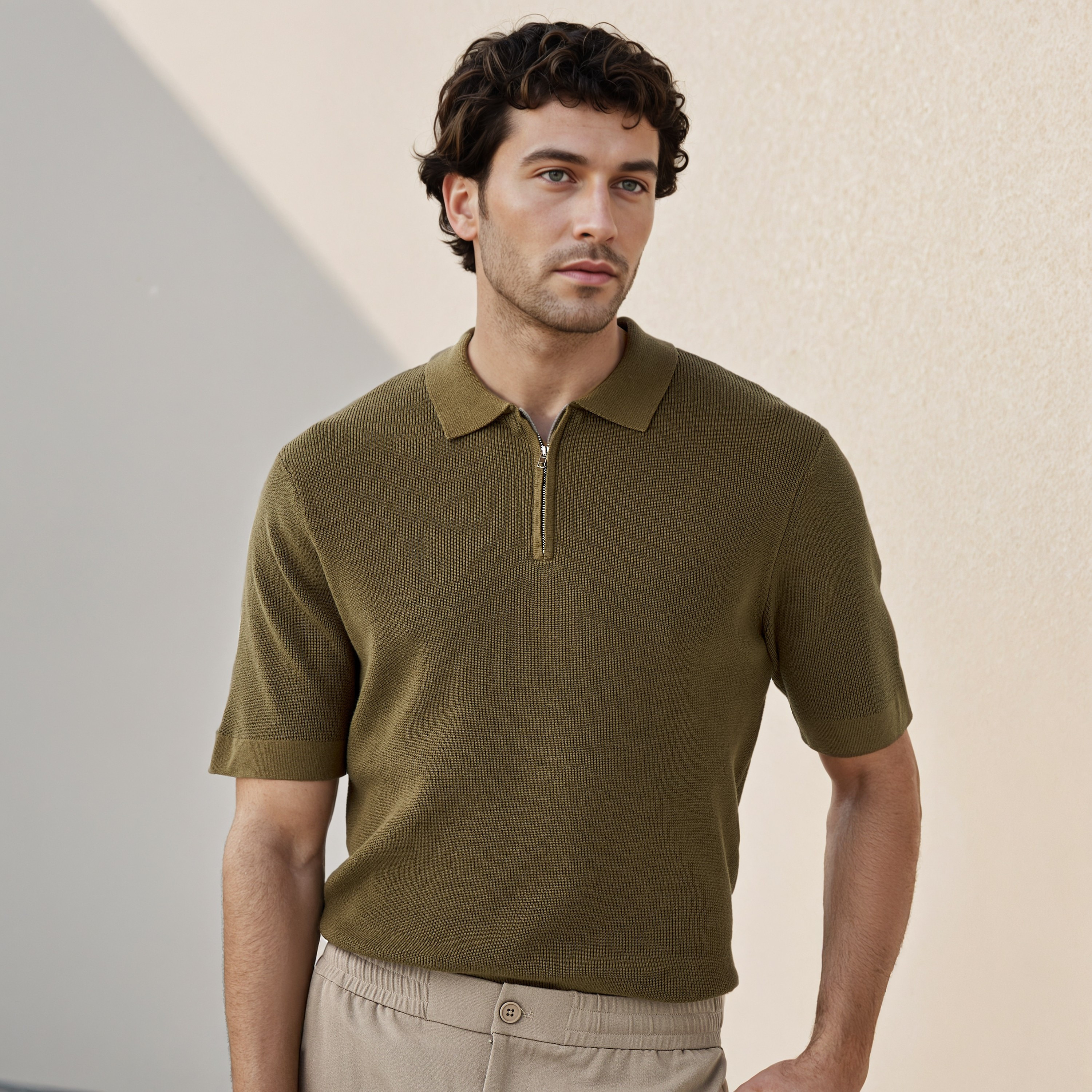Textured Half Zip Polo T-shirt-men-clothing-sweatersandpullovers-image-6