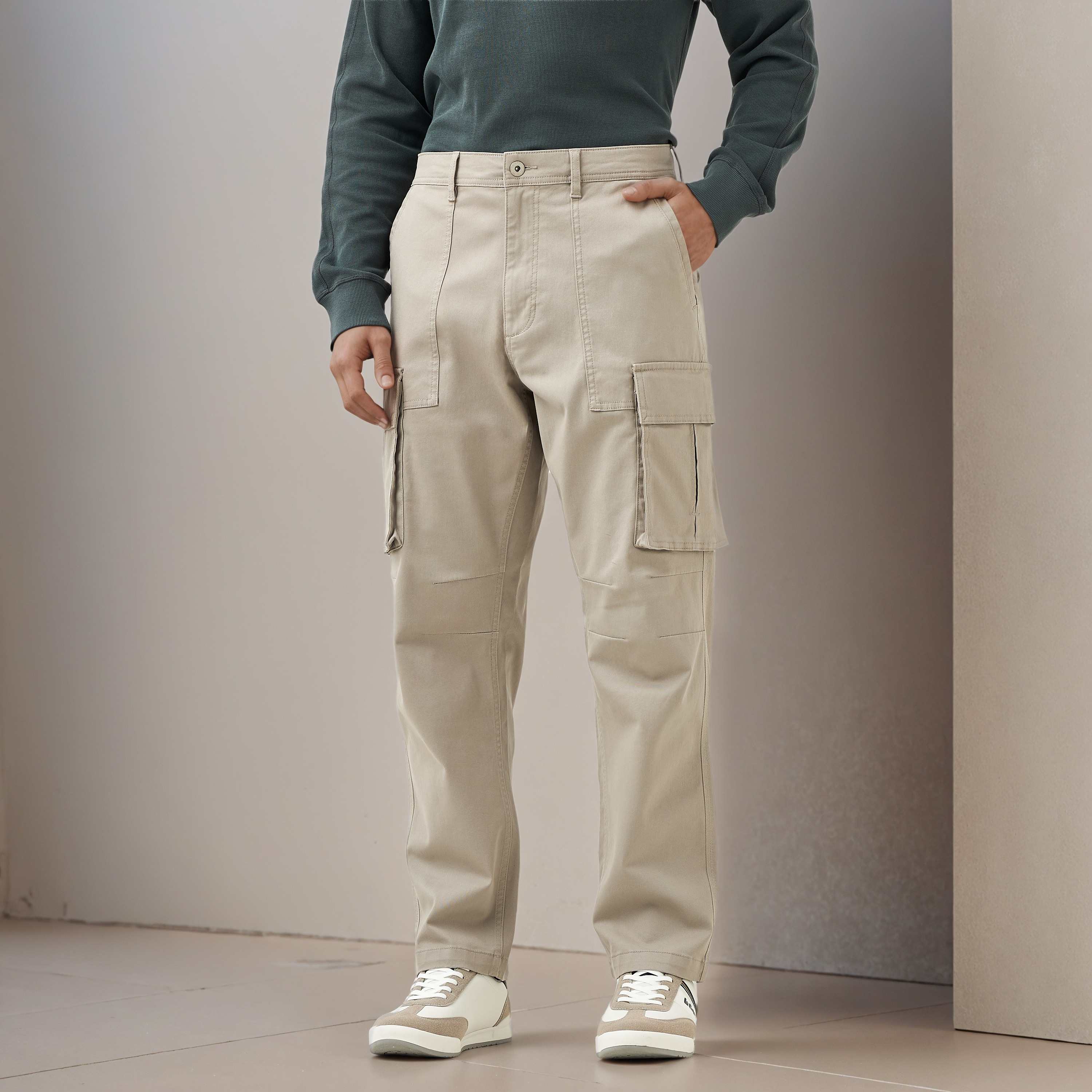 Regular Fit Twill Cargo Pants-men-clothing-bottoms-trousersandchinos-trousers-image-1