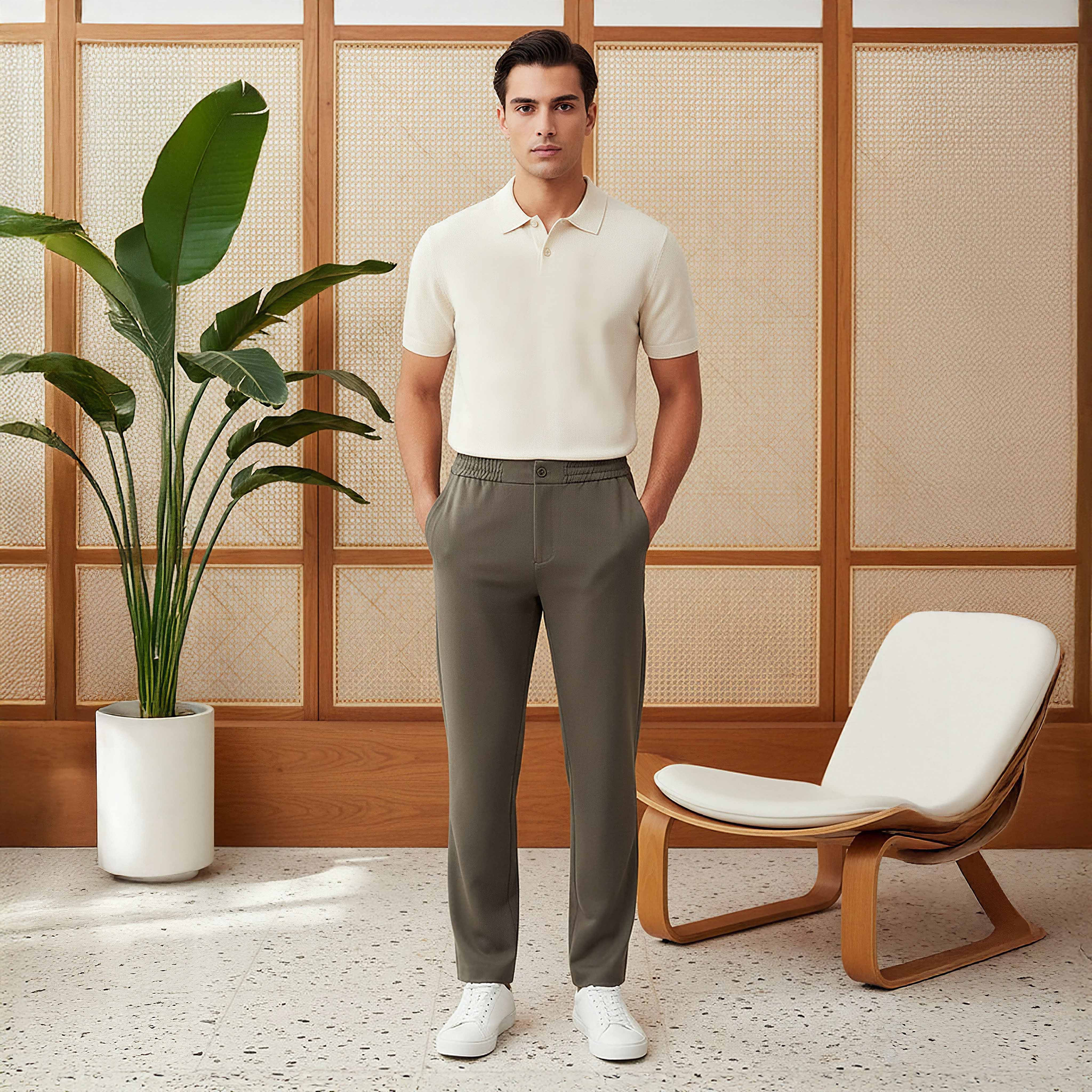 Men's Regular Fit Flexi Waist Trousers-men-clothing-bottoms-trousersandchinos-trousers-image-2