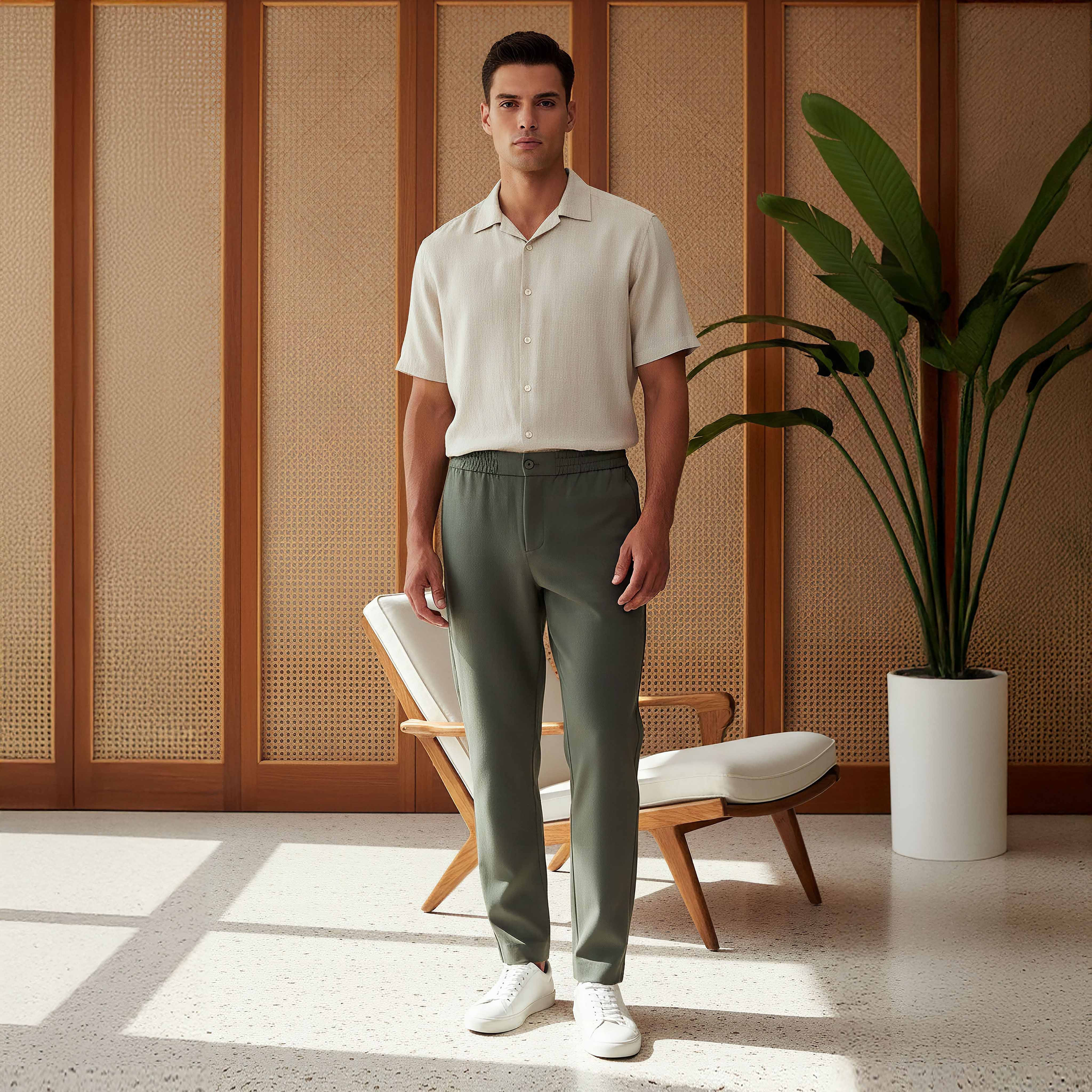 بنطلون رجالي بقصّة عادية وخصر مطاطي-men-clothing-bottoms-trousersandchinos-trousers-image-16