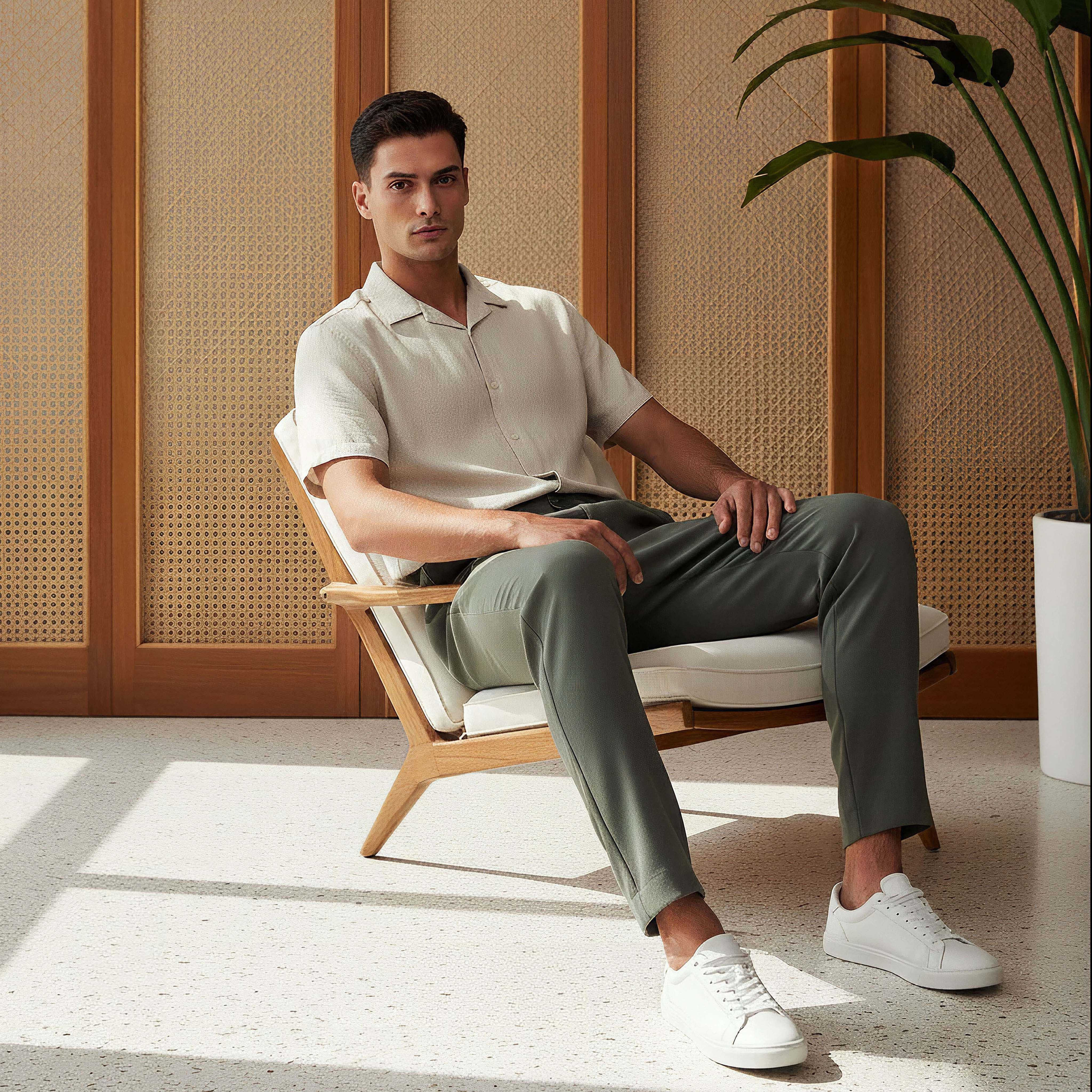 Men's Regular Fit Flexi Waist Trousers-men-clothing-bottoms-trousersandchinos-trousers-image-5