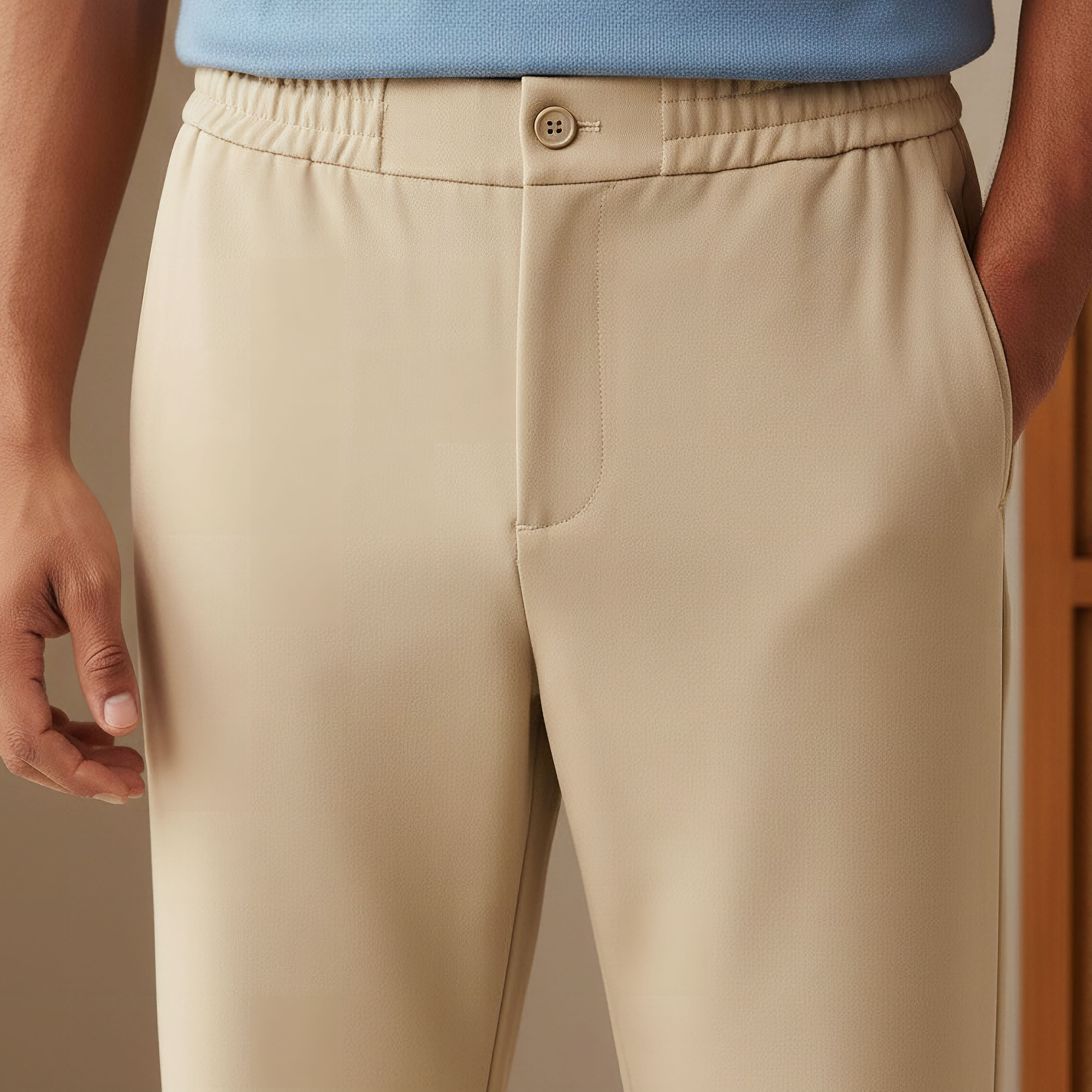 بنطلون رجالي بقصّة عادية وخصر مطاطي-men-clothing-bottoms-trousersandchinos-trousers-image-4