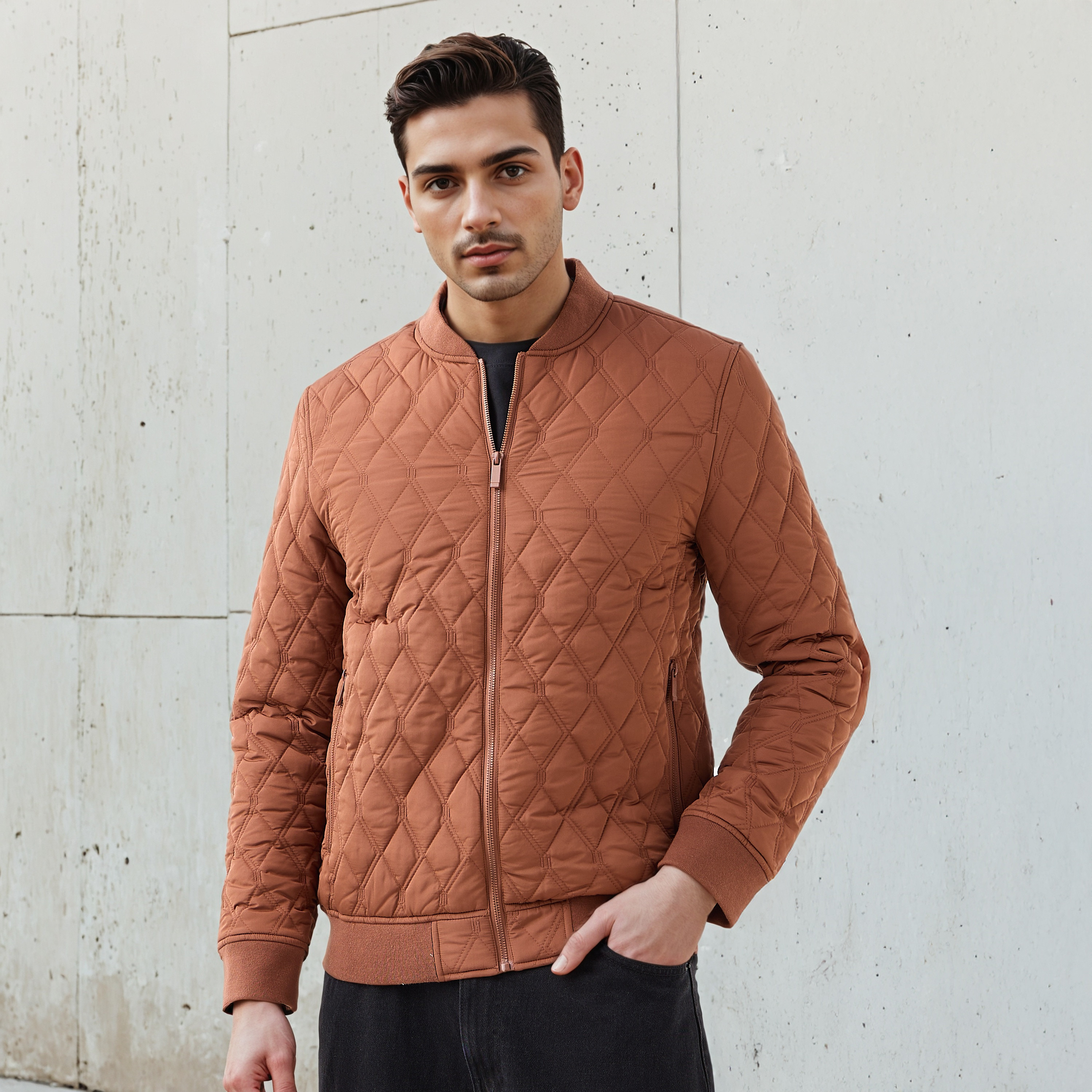 Men Regular Fit Quilted Bomber Jacket-men-clothing-jacketsandblazers-jackets-image-1
