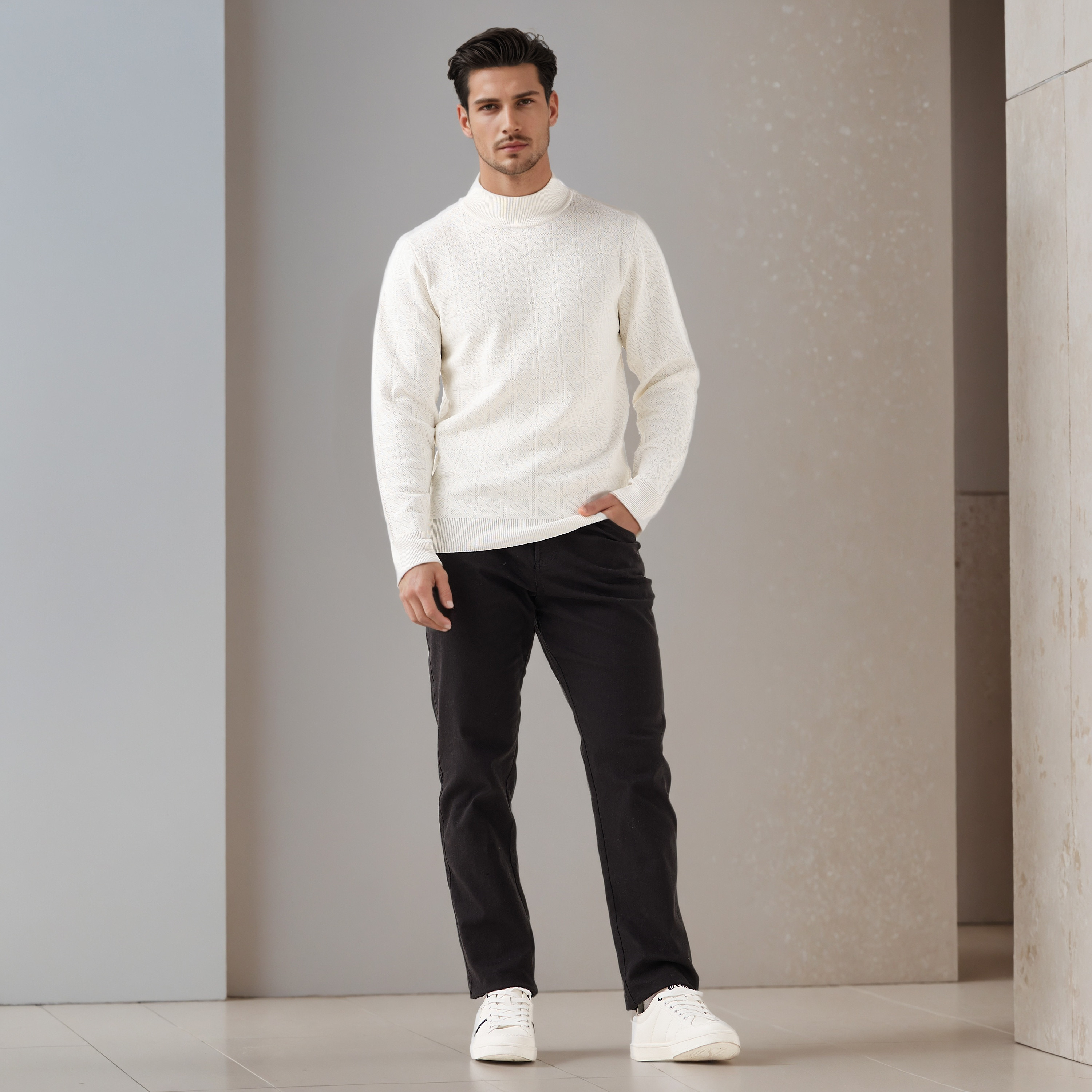 Textured Sweater with Long Sleeves-men-clothing-sweatersandpullovers-image-2