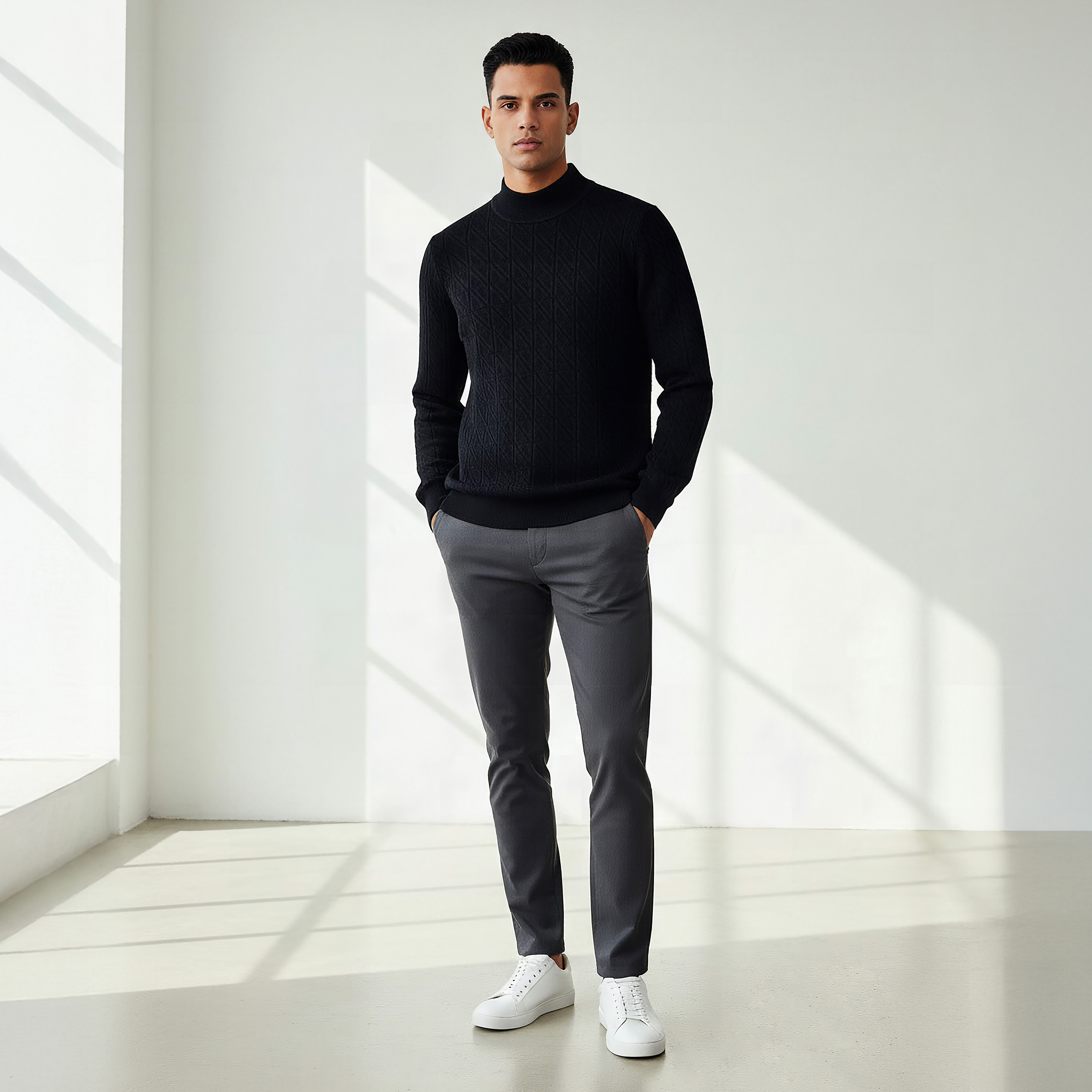 كنزة بارزة الملمس بأكمام طويلة-men-clothing-sweatersandpullovers-image-2
