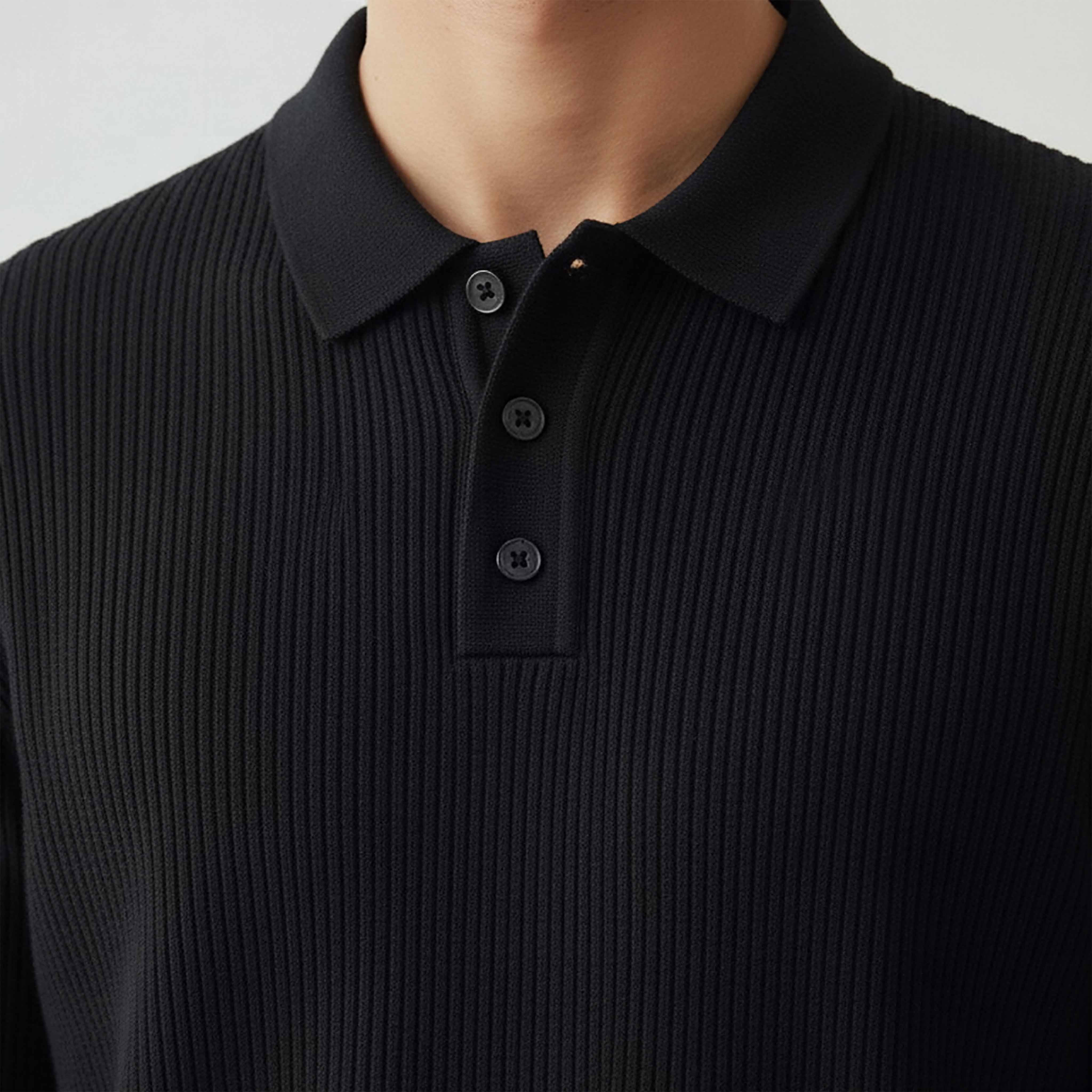 Textured Polo Collar Sweatshirt with Long Sleeves-men-winterwear-hoodiesandsweatshirts-image-4
