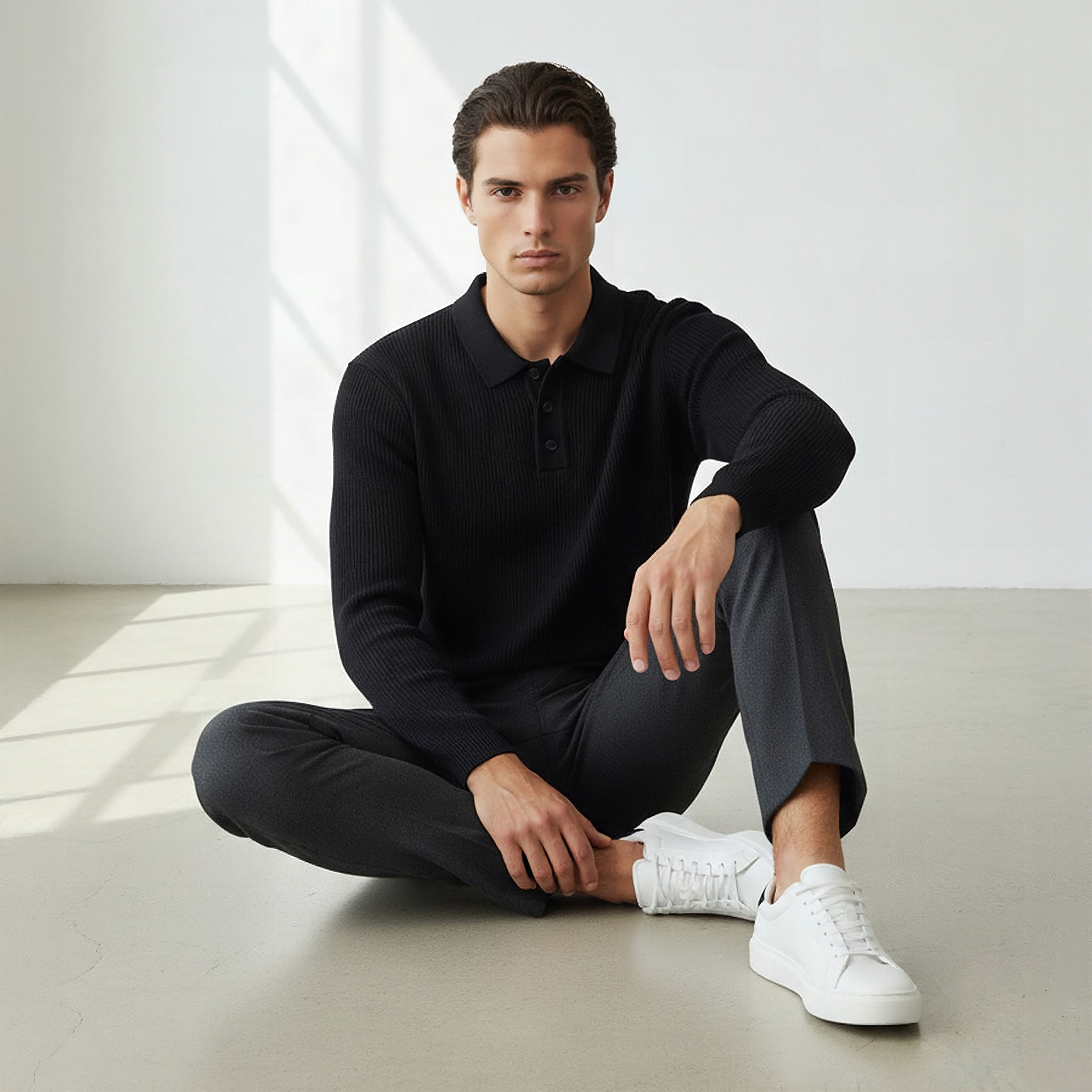 سويت شيرت بارز الملمس بياقة بولو وأكمام طويلة-men-winterwear-hoodiesandsweatshirts-image-21