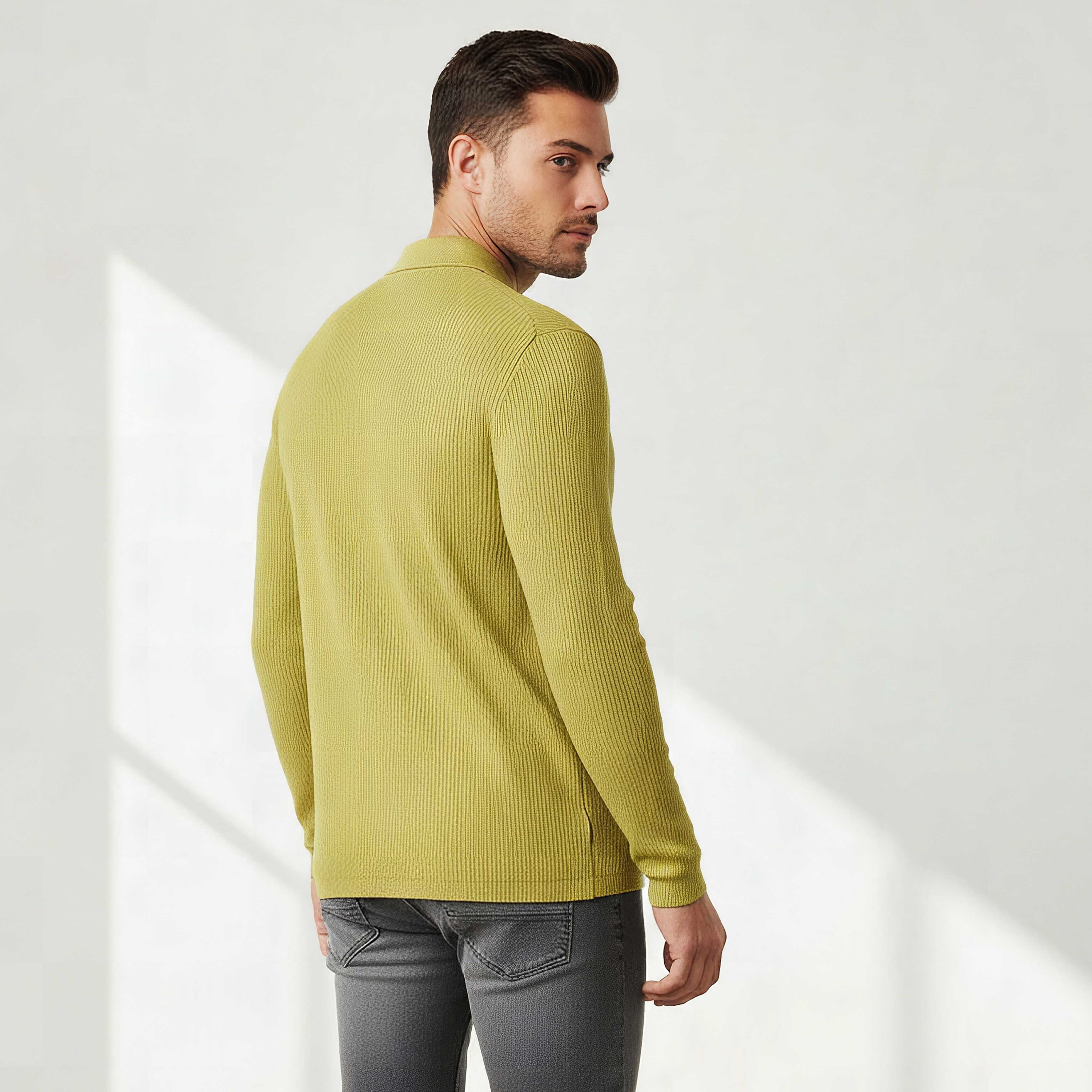 Textured Polo Collar Sweatshirt with Long Sleeves-men-winterwear-hoodiesandsweatshirts-image-3