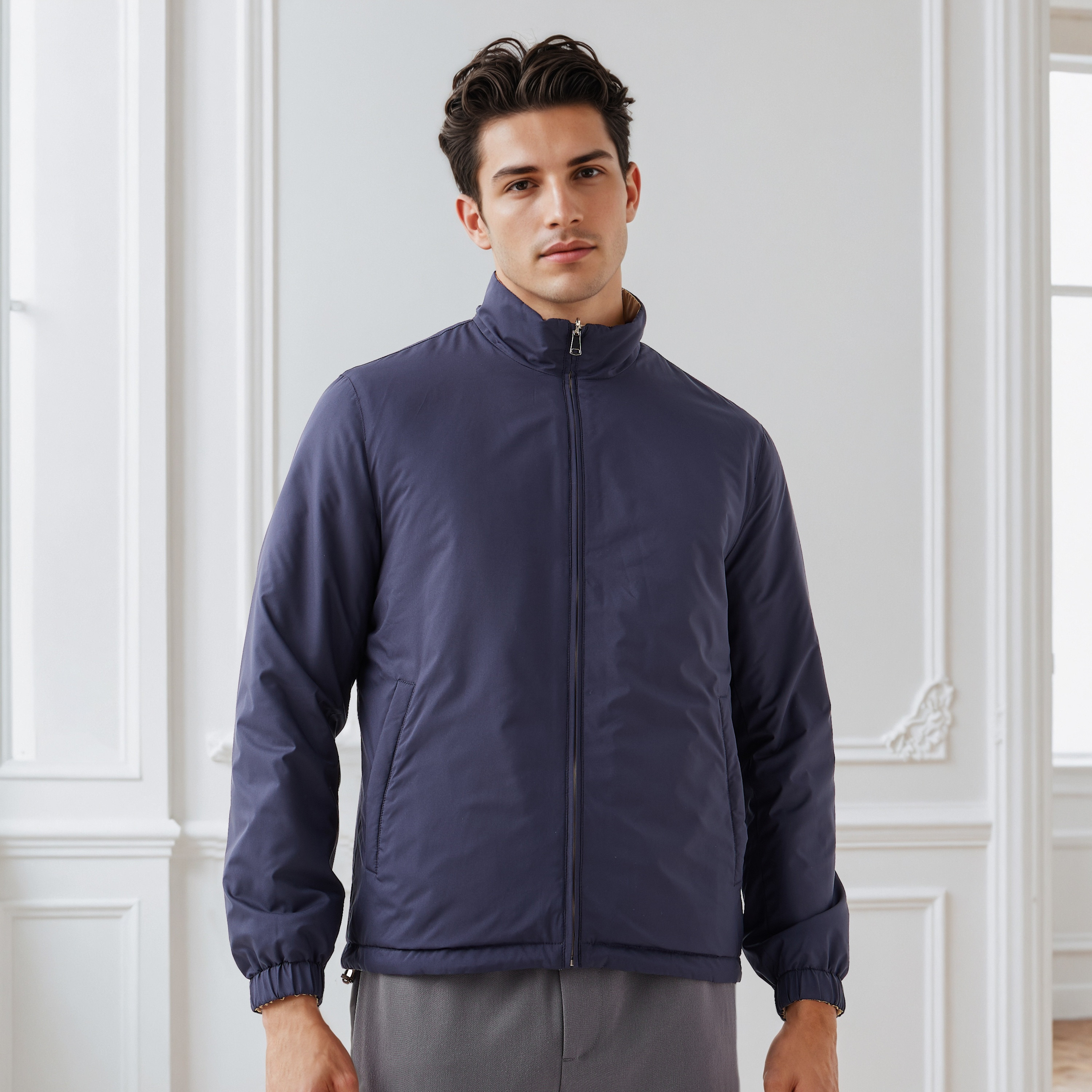 Men's Regular Fit High Neck Reversible Jacket-men-clothing-jacketsandblazers-jackets-image-1