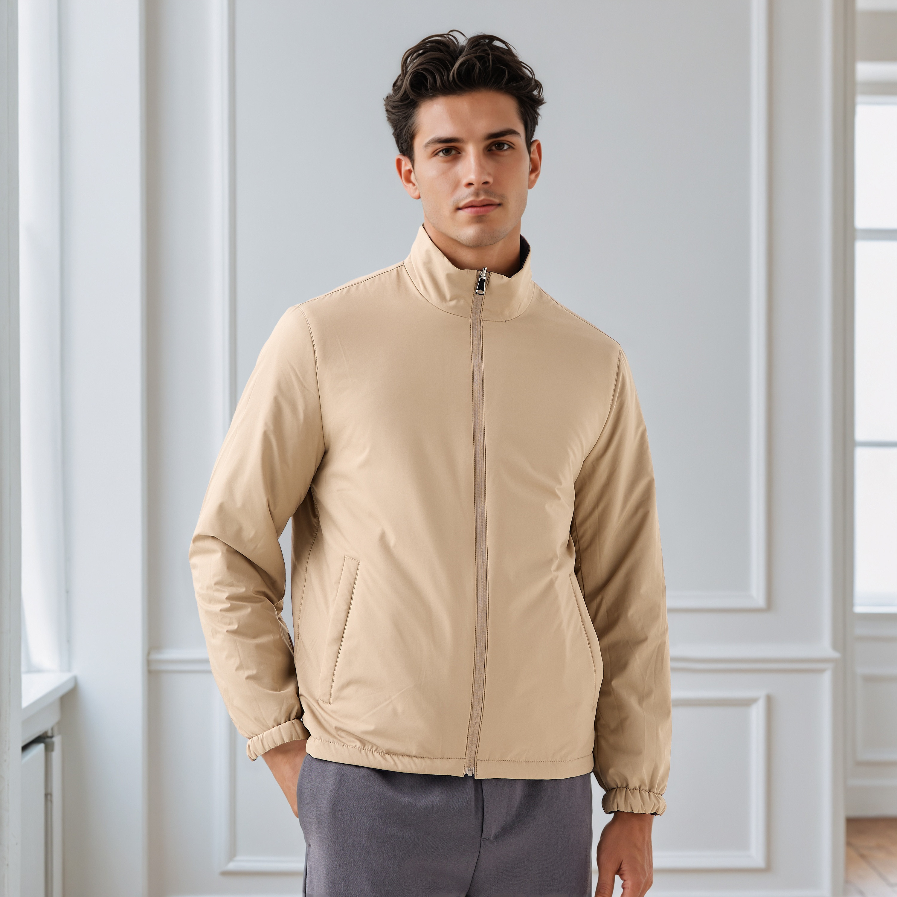 Men's Regular Fit High Neck Reversible Jacket-men-clothing-jacketsandblazers-jackets-image-2