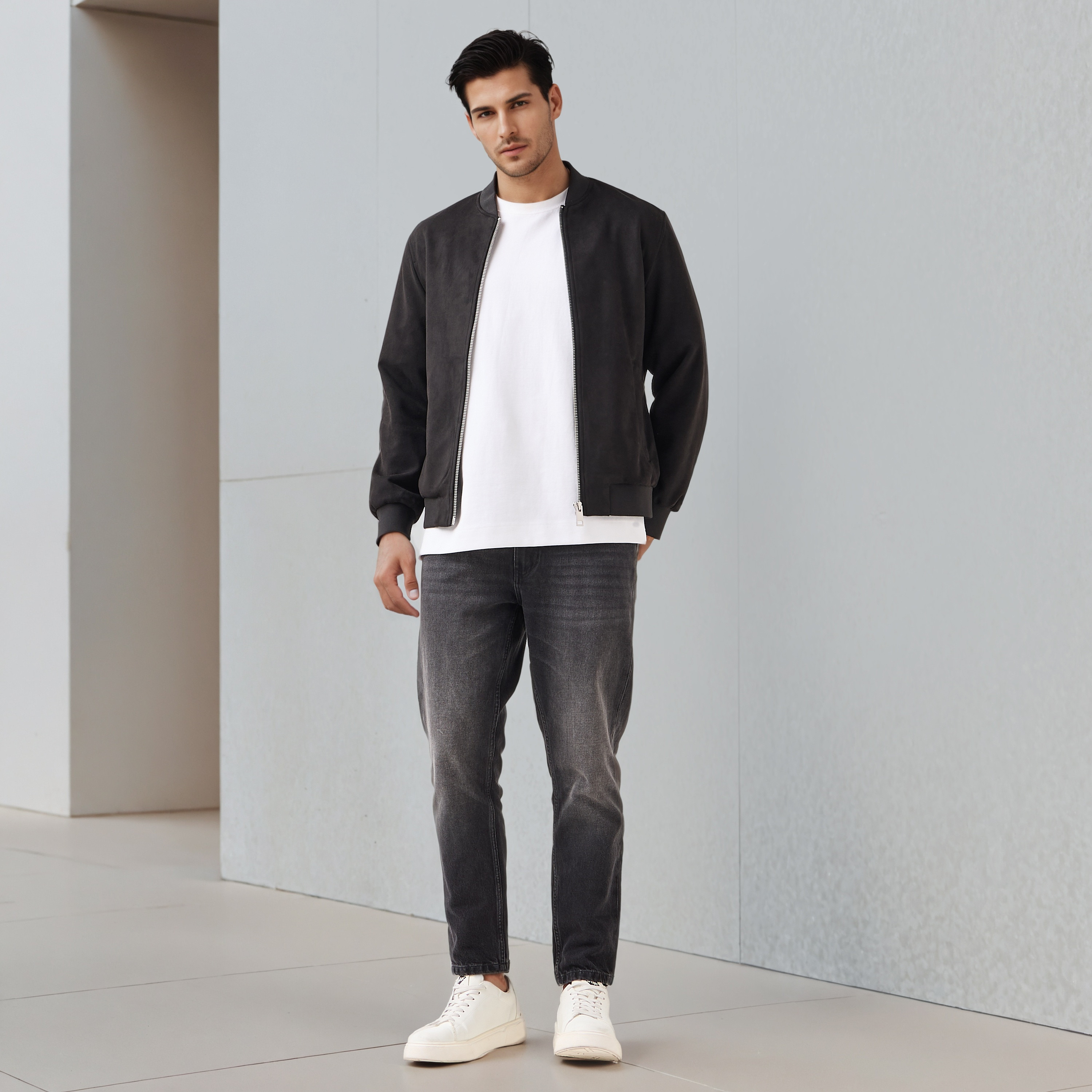 جاكيت بومبر بقصة عادية وياقة ماندارين للرجال-men-clothing-jacketsandblazers-jackets-image-2