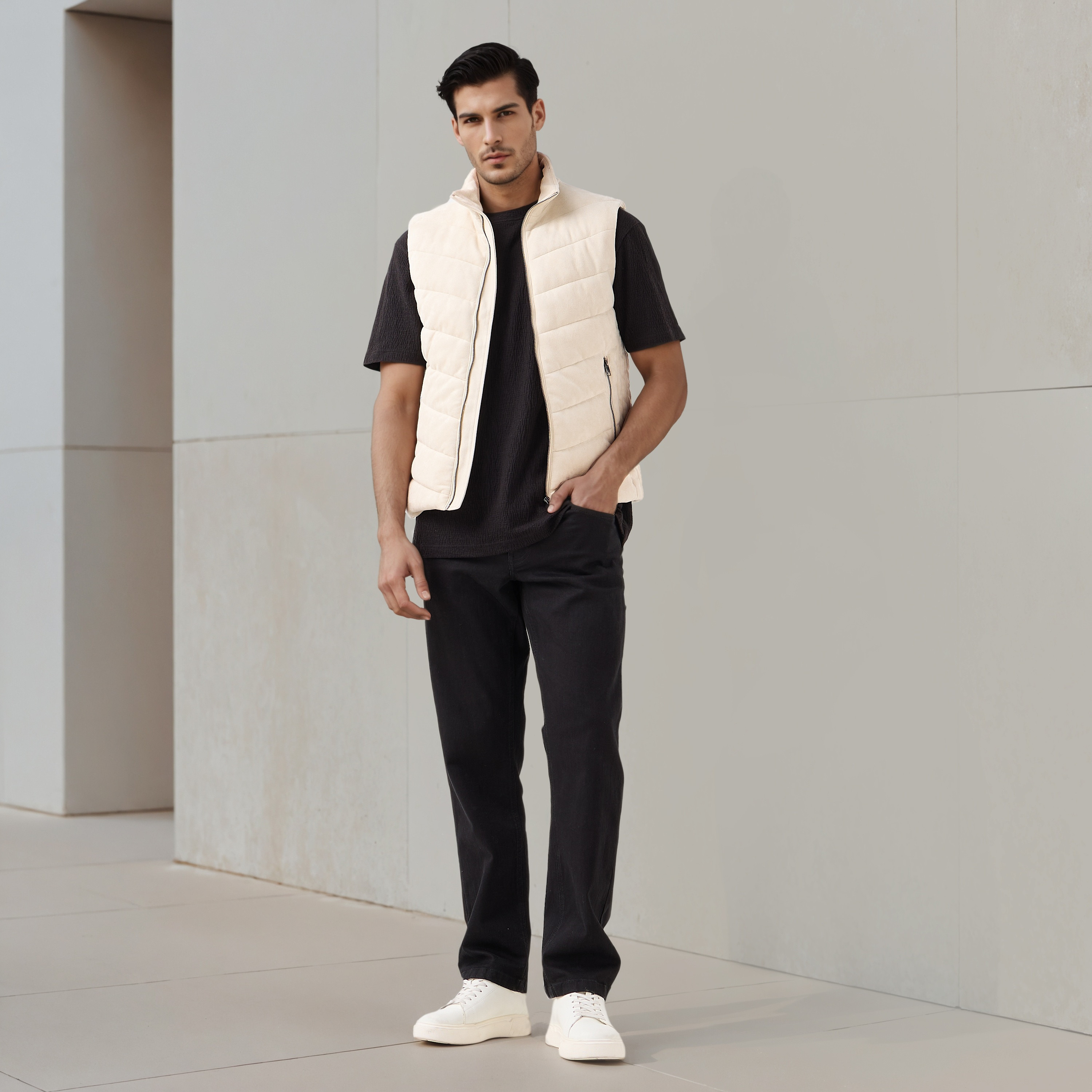 Men Regular Fit Suede High Neck Sleeveless Jacket-men-clothing-jacketsandblazers-jackets-image-2