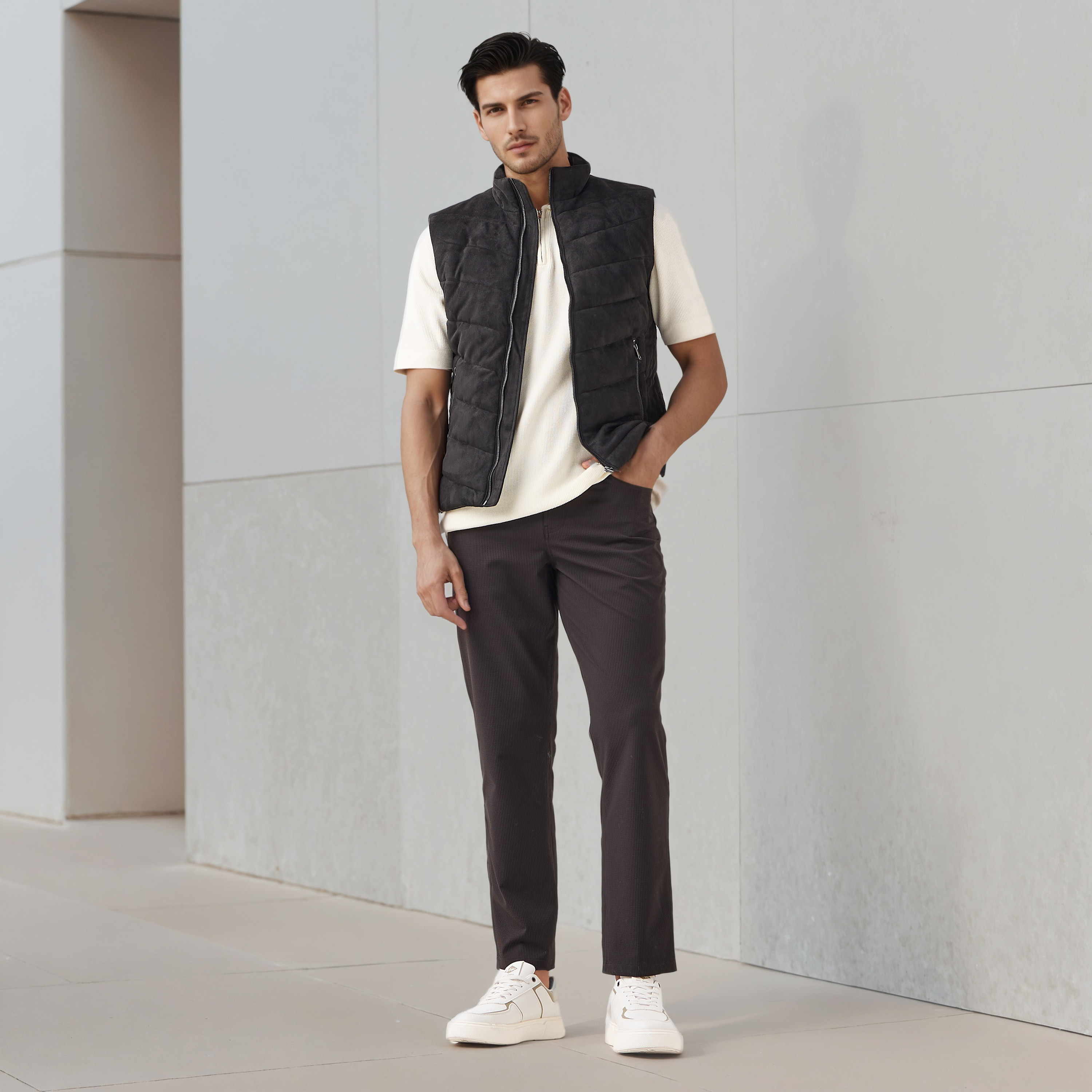 Men Regular Fit Suede High Neck Sleeveless Jacket-men-clothing-jacketsandblazers-jackets-image-2