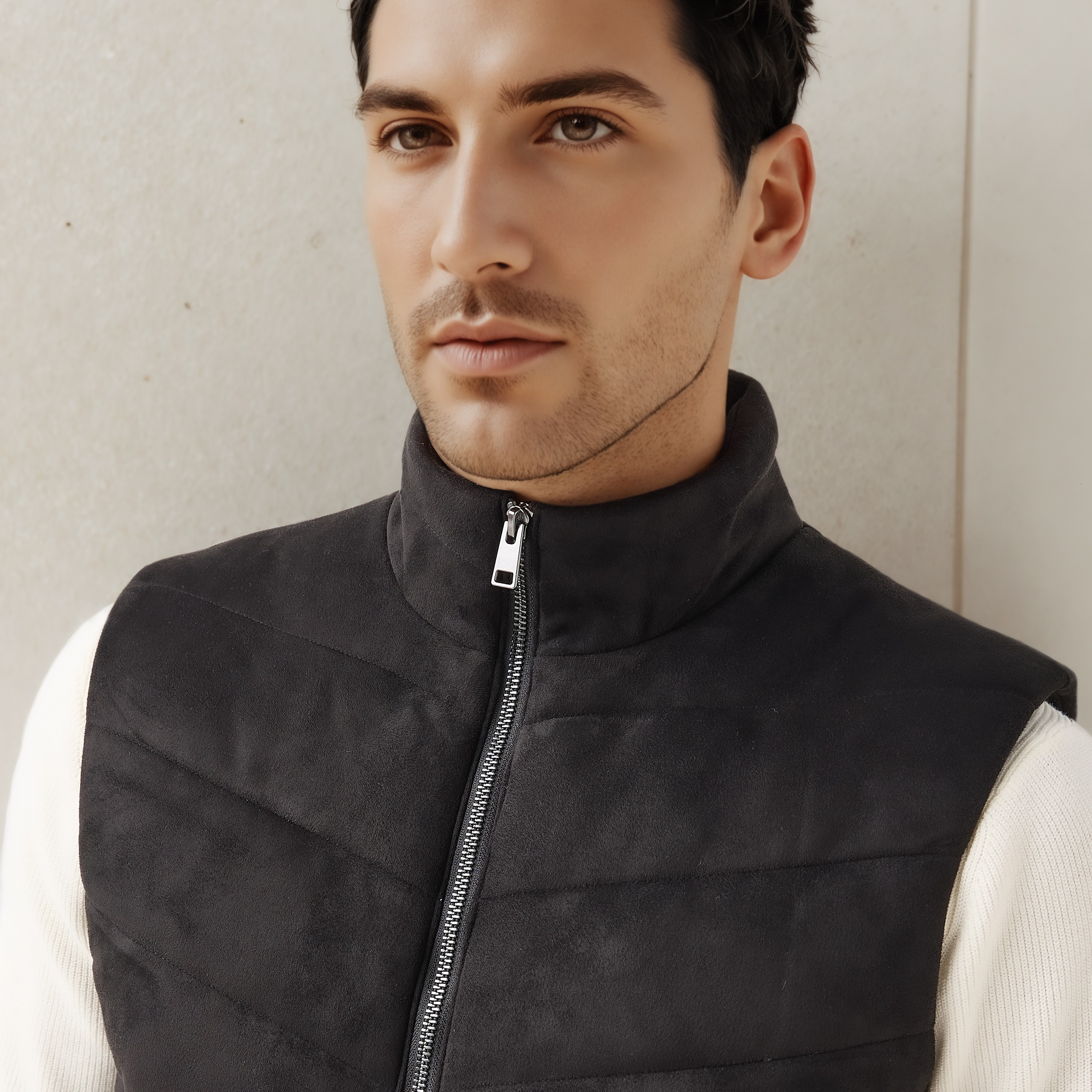 Men Regular Fit Suede High Neck Sleeveless Jacket-men-clothing-jacketsandblazers-jackets-image-5